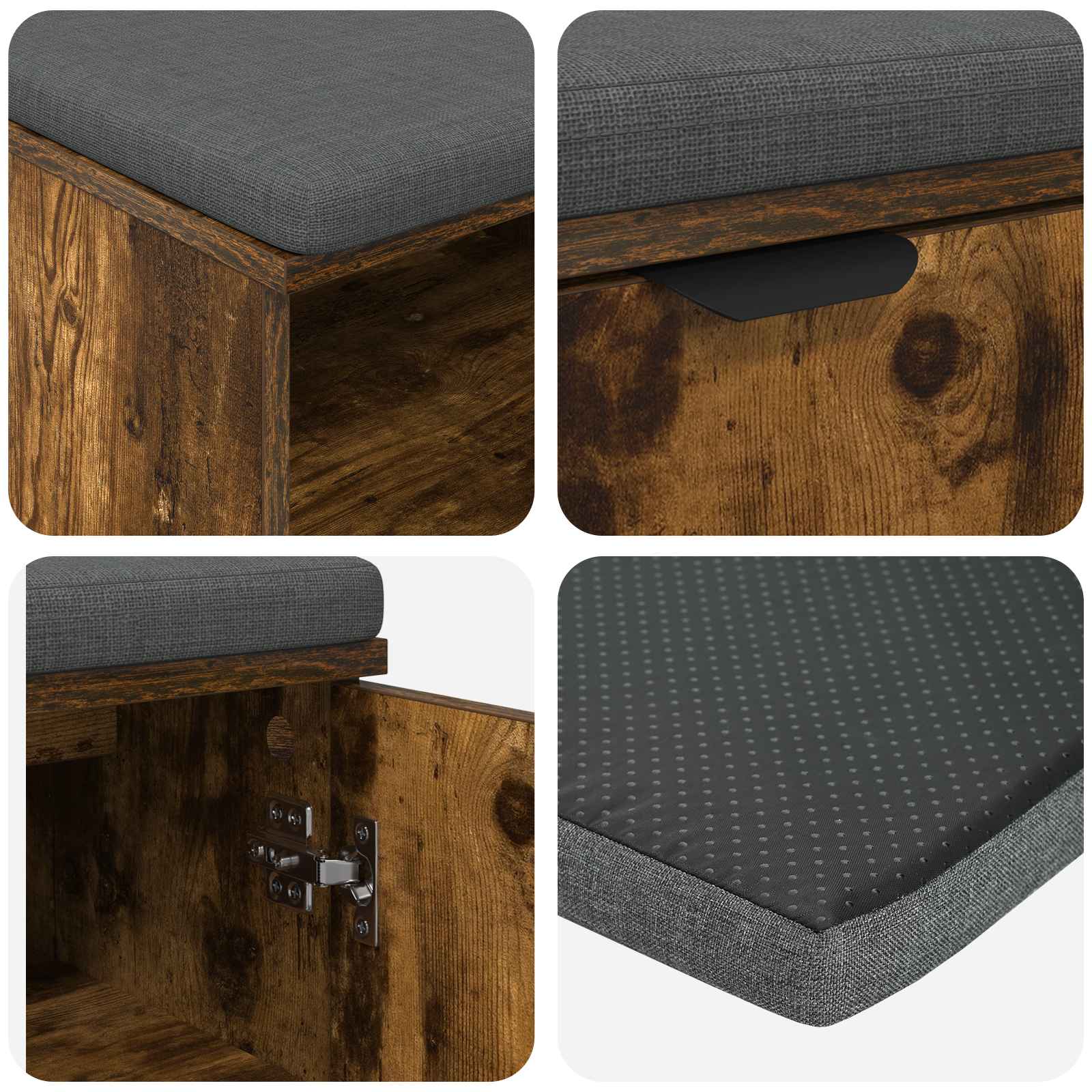 Klupa za hodnik s jastukom Dimljeni Hrast 80 x 38 x 46 cm