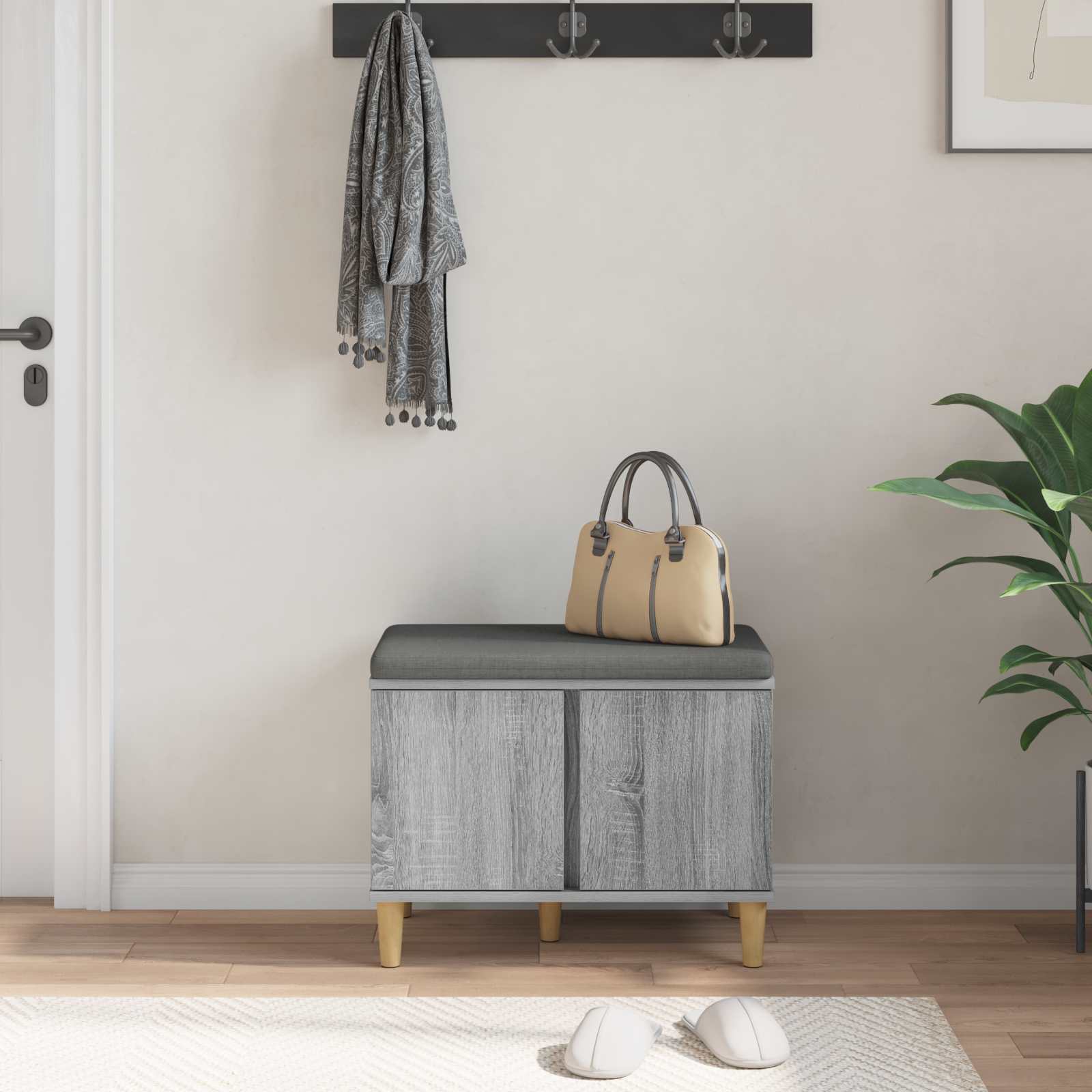 Klupa za hodnik s jastukom Sivi Sonoma 60 x 38 x 46 cm