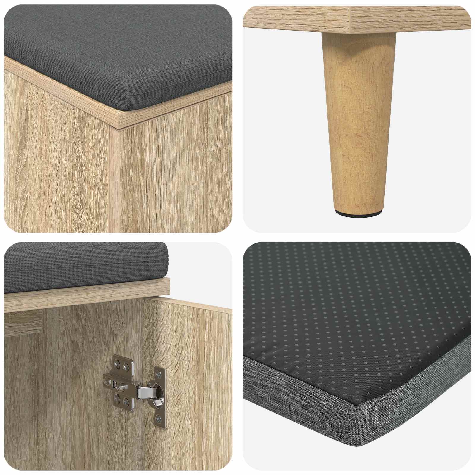 Klupa za hodnik s jastukom Sonoma hrast 80 x 38 x 46 cm