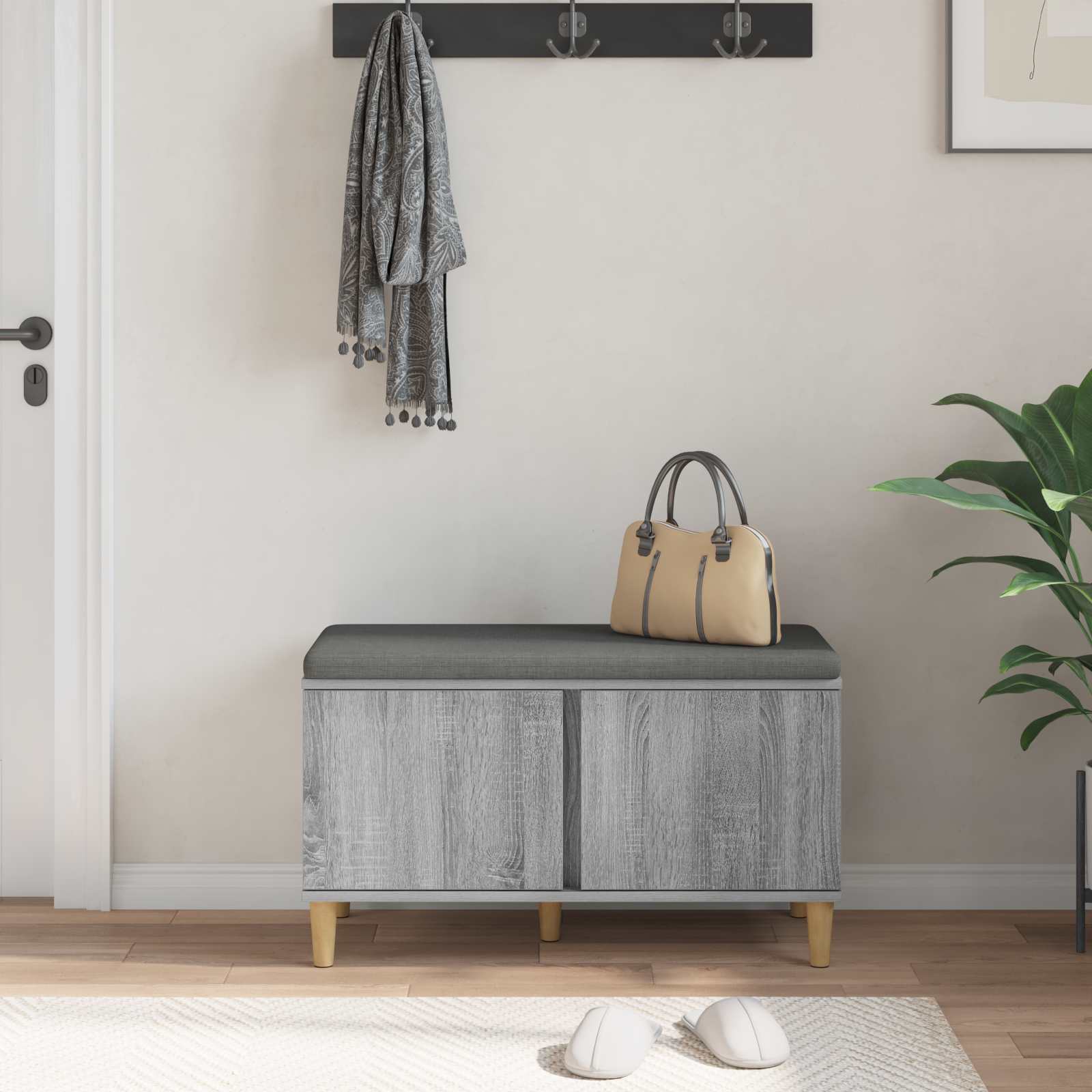 Klupa za hodnik s jastukom Sivi Sonoma 80 x 38 x 46 cm