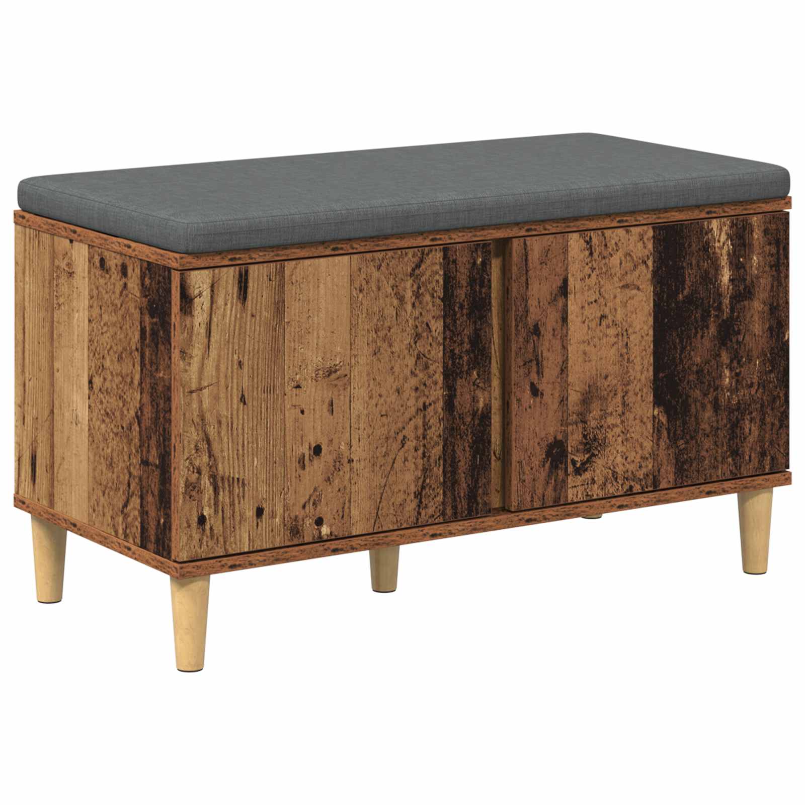 Klupa za hodnik s jastukom s vratima Staro drvo 80 x 38 x 46 cm
