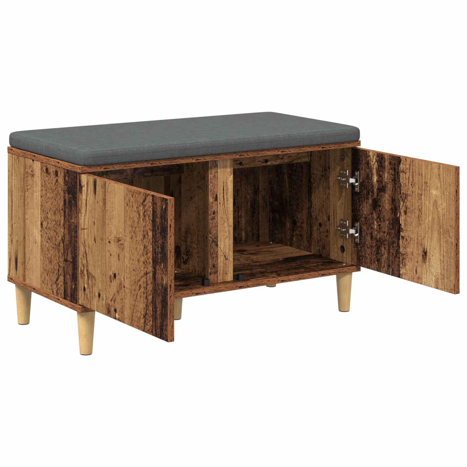 Klupa za hodnik s jastukom s vratima Staro drvo 80 x 38 x 46 cm