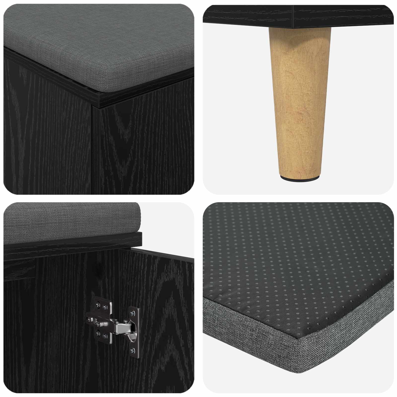 Klupa za hodnik s jastukom Crni Hrast 100 x 38 x 46 cm
