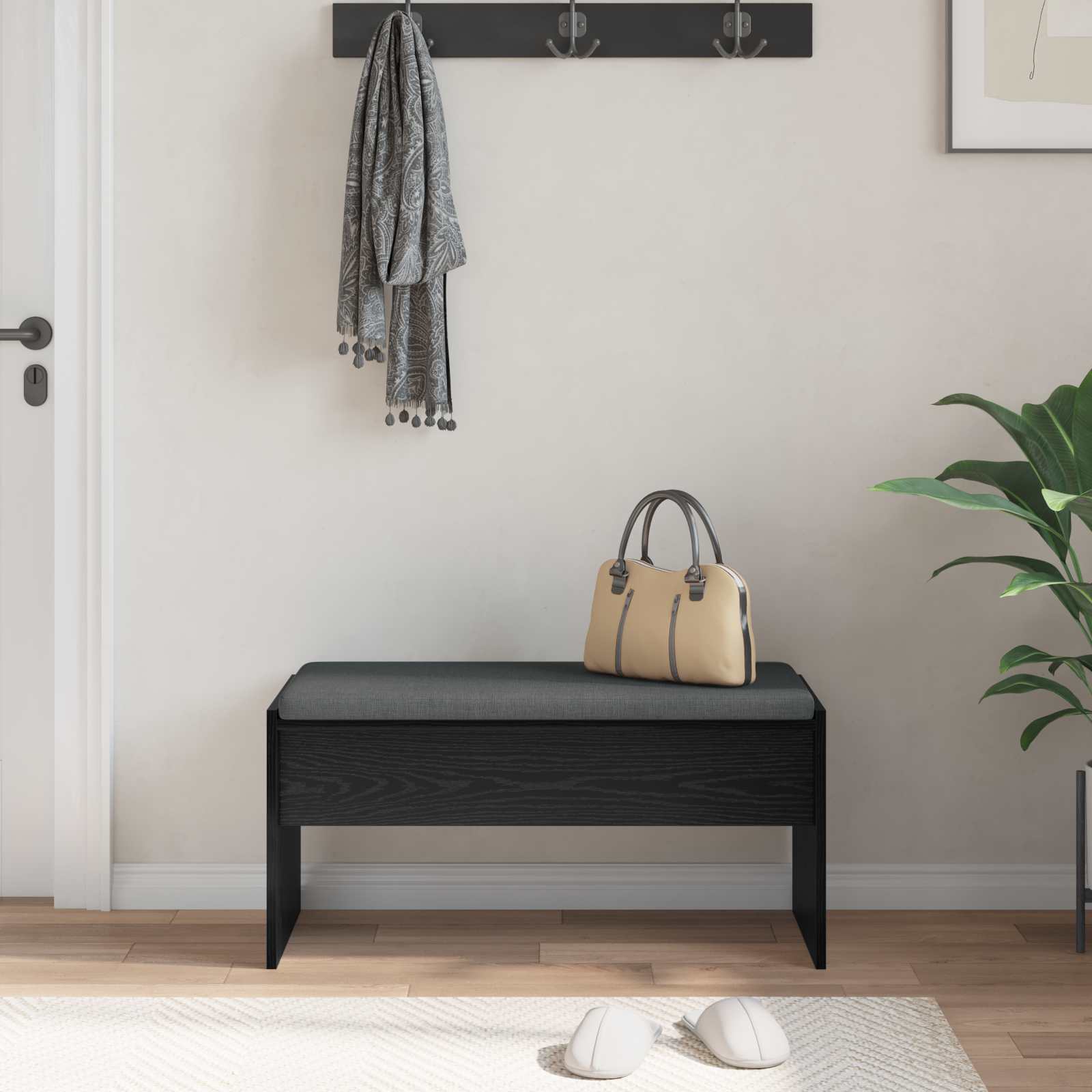 Klupa za hodnik s jastukom Crni hrast 83 x 38 x 40 cm