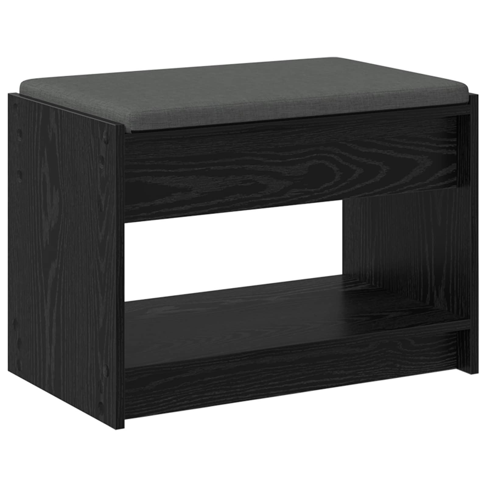 Klupa za hodnik s jastukom s policom Crni Hrast 63 x 38 x 45 cm