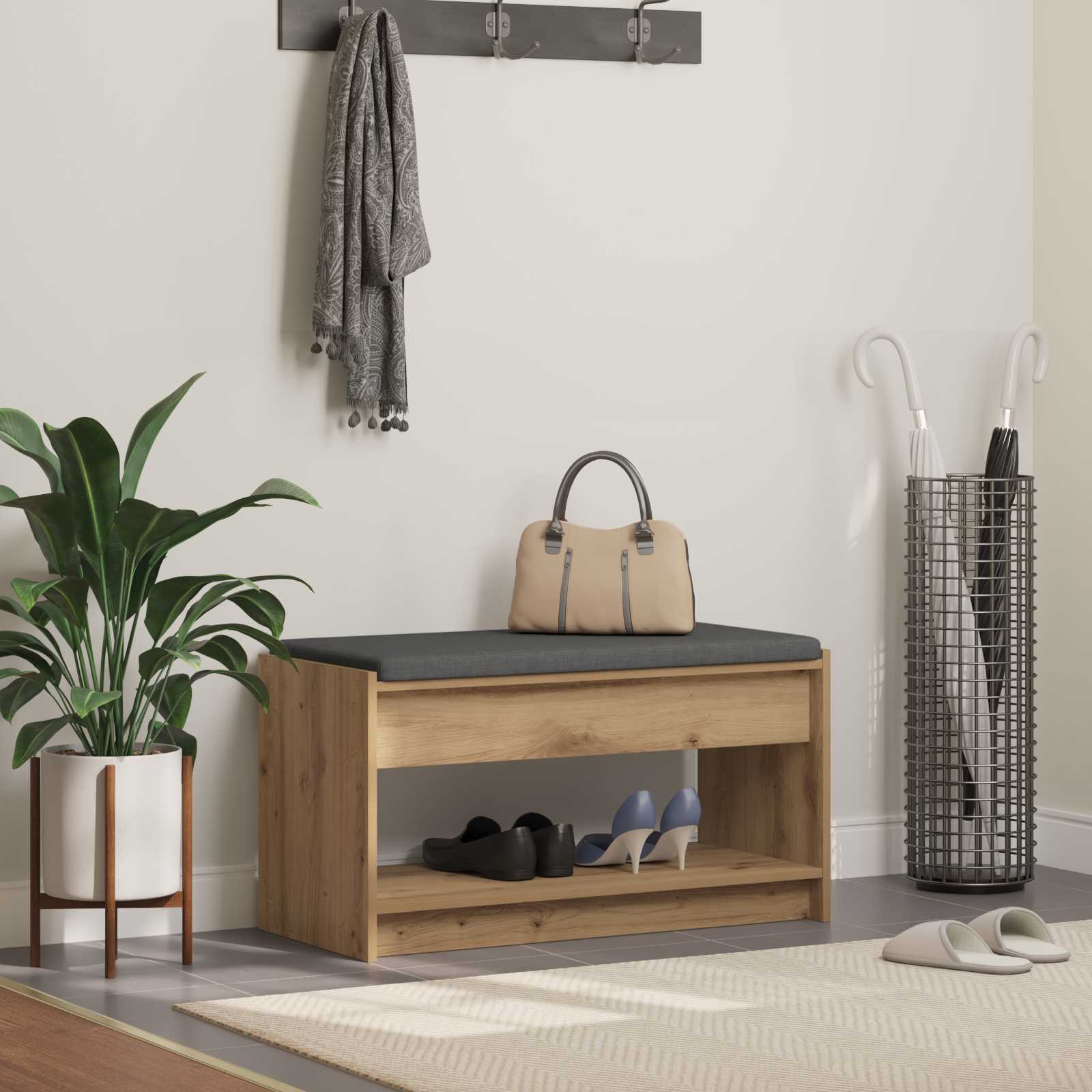 Klupa za hodnik s jastukom Zanatski Hrast 83 x 38 x 45 cm