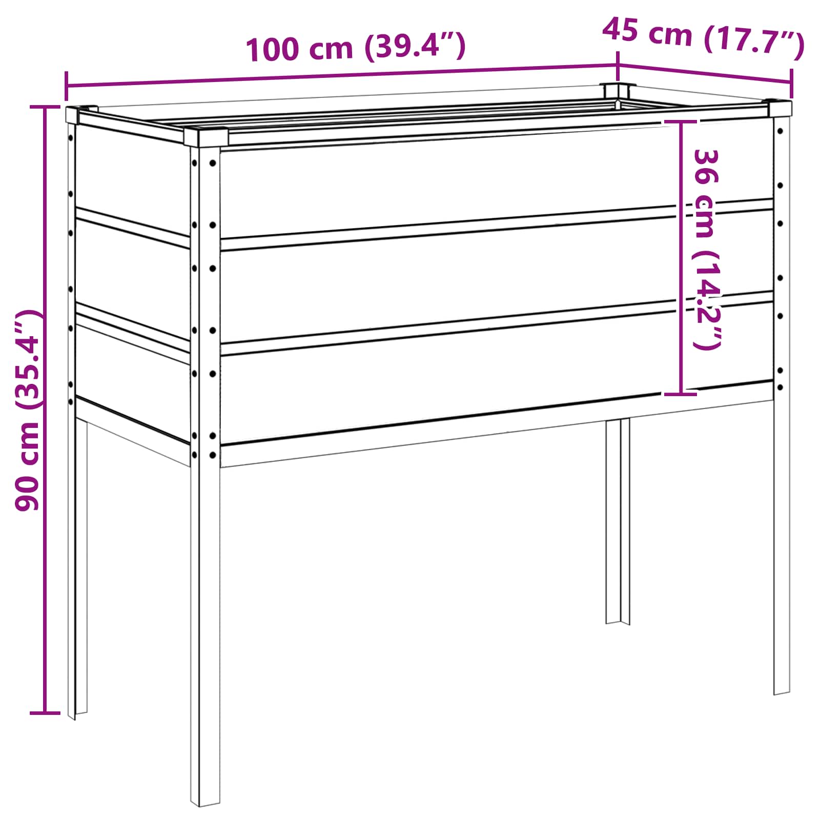 Sadilica Slonovača 100 x 45 x 90 cm Cinkani čelik