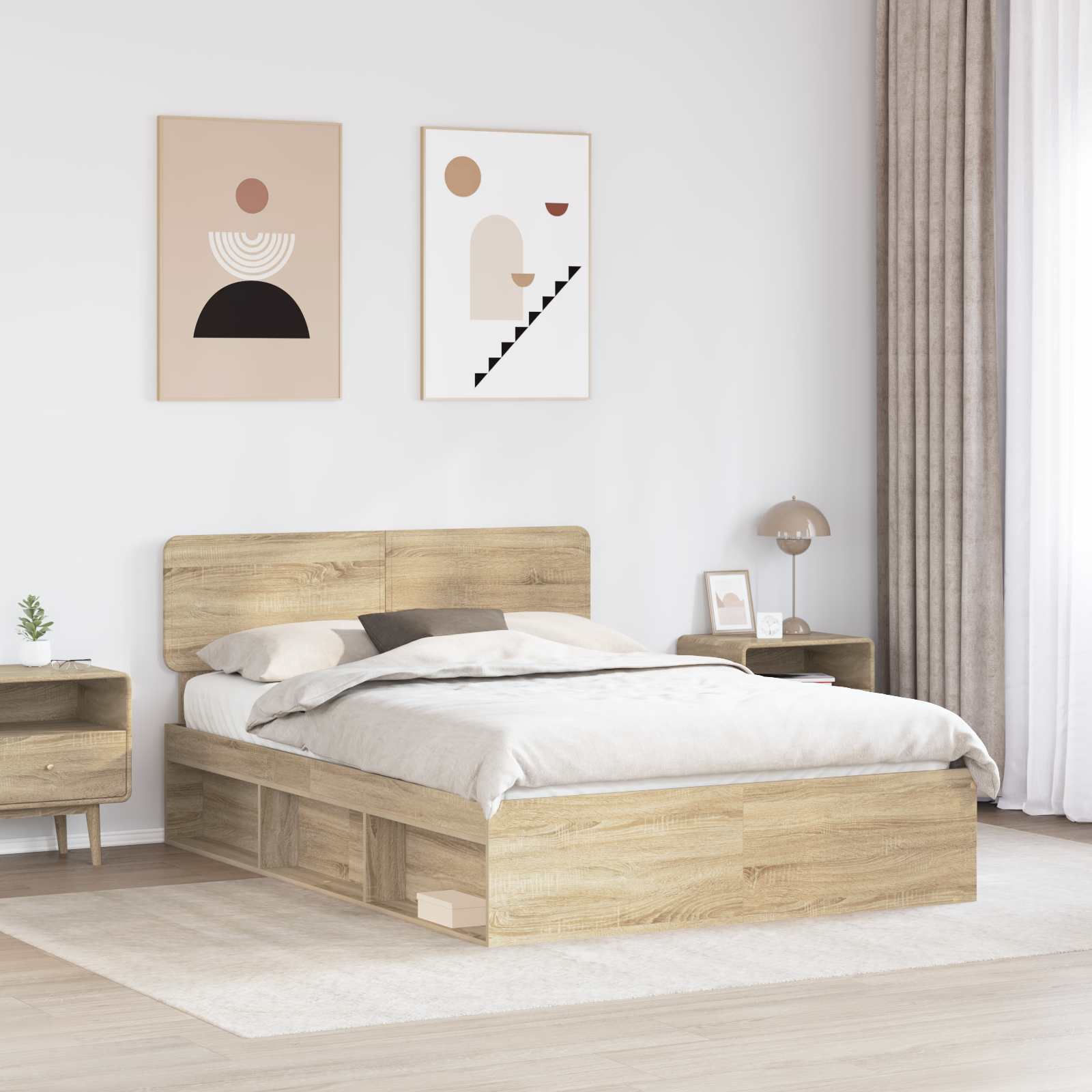 Krevetna konstrukcija s uzglavljem Sonoma hrast 150 x 200 cm