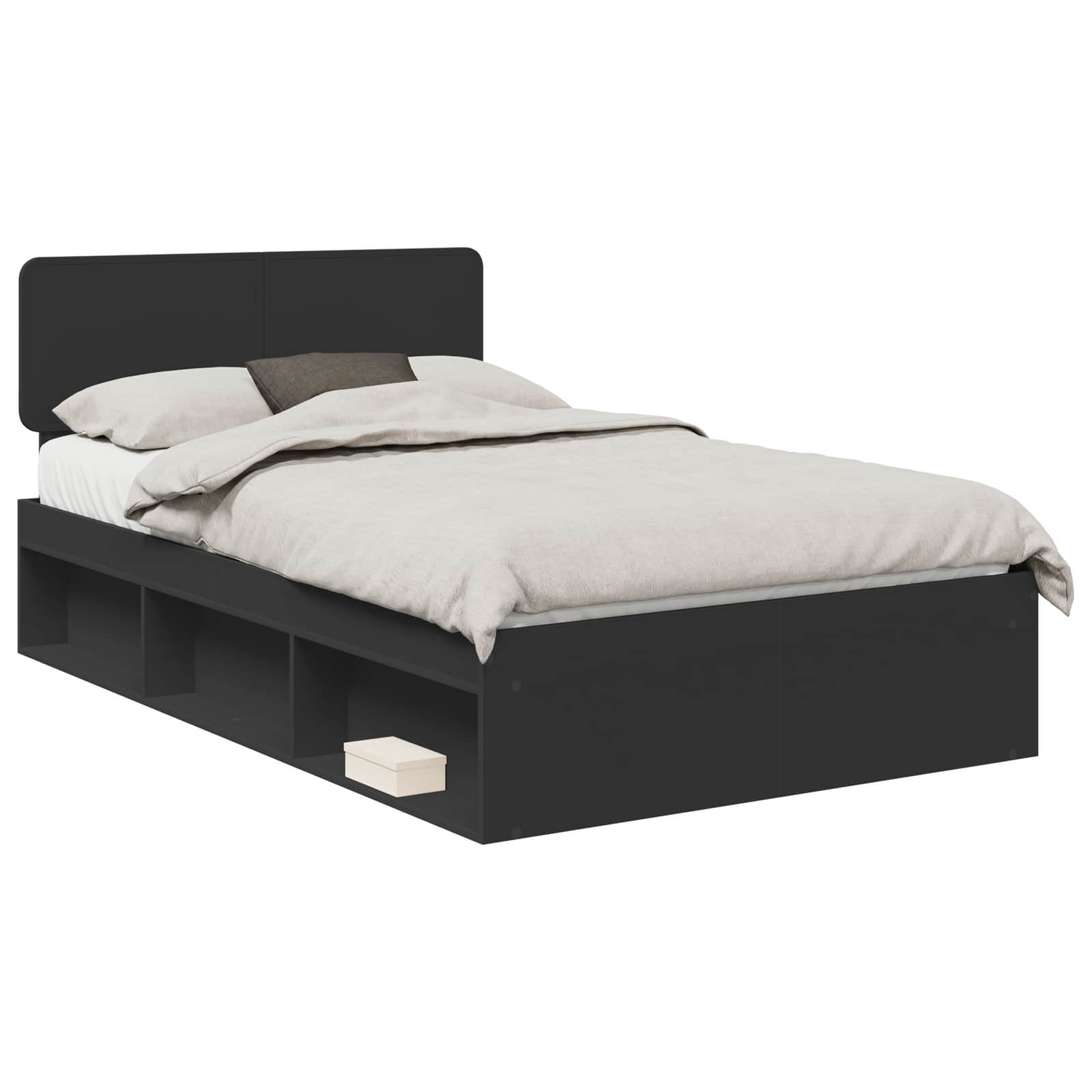 Krevetna konstrukcija Crna 135 x 190 cm Čvrsto borovo drvo