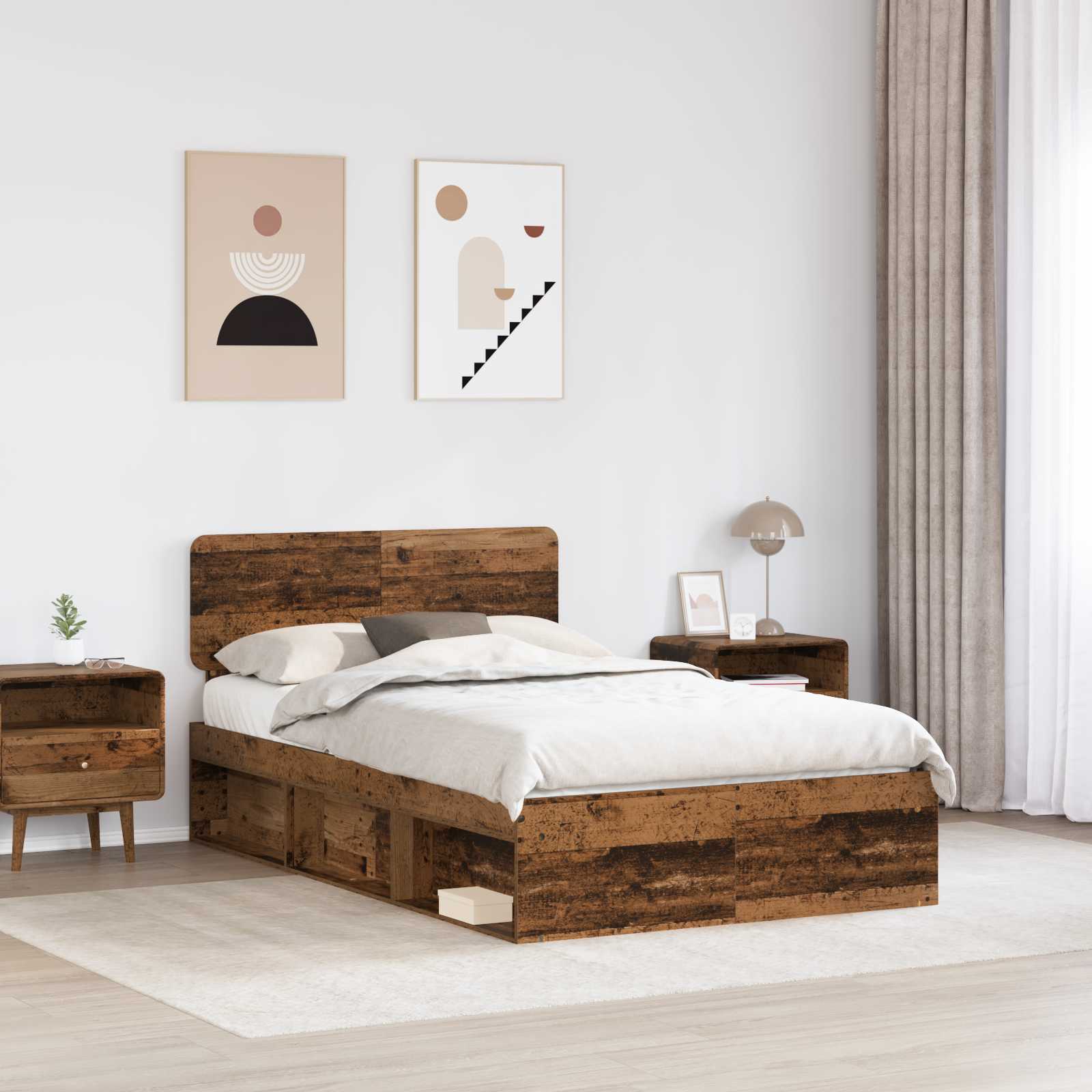 Krevetna konstrukcija s uzglavljem Staro drvo 120 x 200 cm
