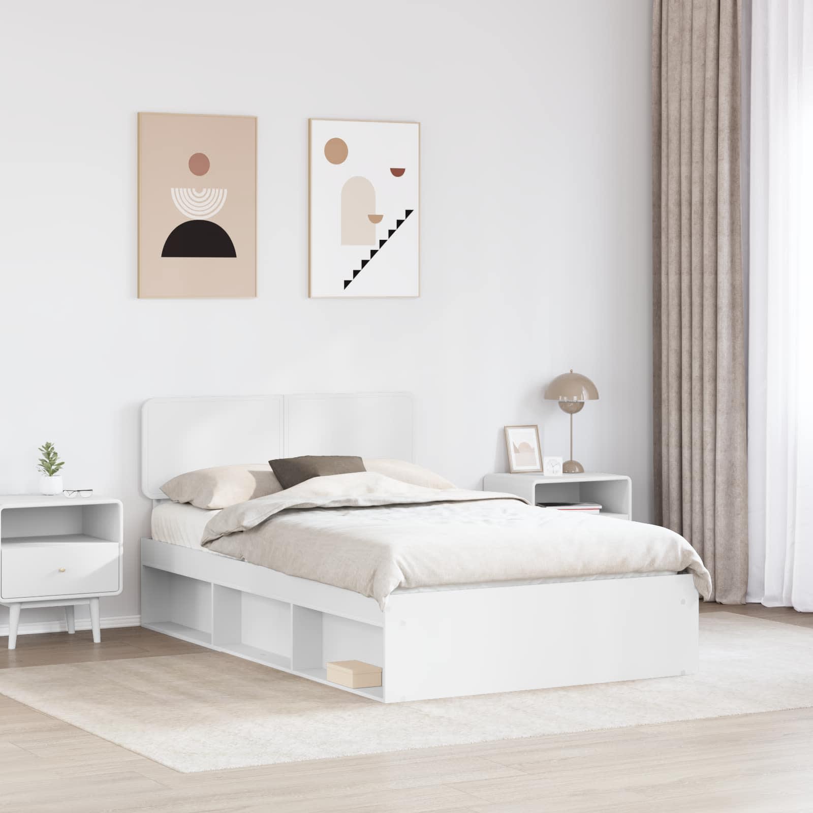 Krevetna konstrukcija Bijelo 120 x 190 cm Čvrsto borovo drvo