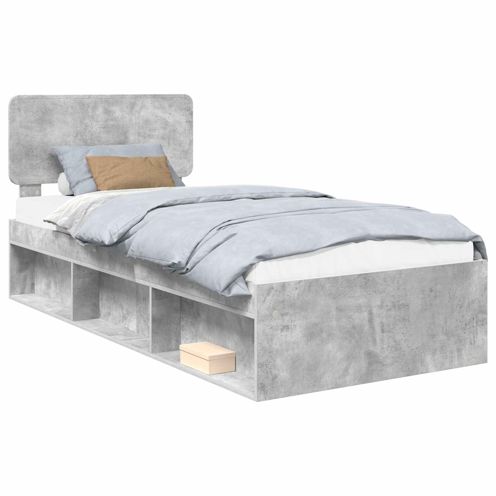 Krevetna konstrukcija s uzglavljem Betonska siva 90 x 190 cm