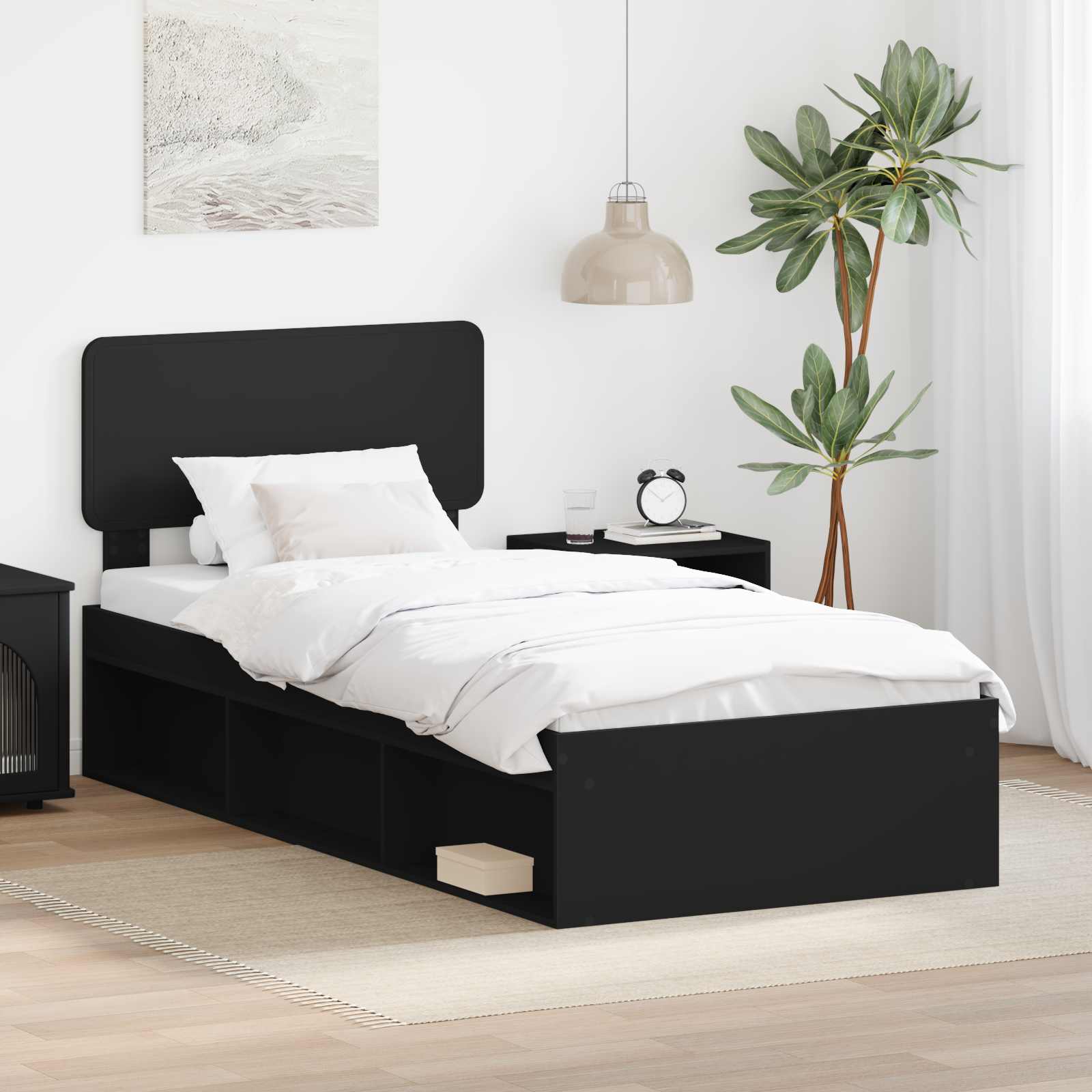 Krevetna konstrukcija Crna 75 x 190 cm Čvrsto borovo drvo