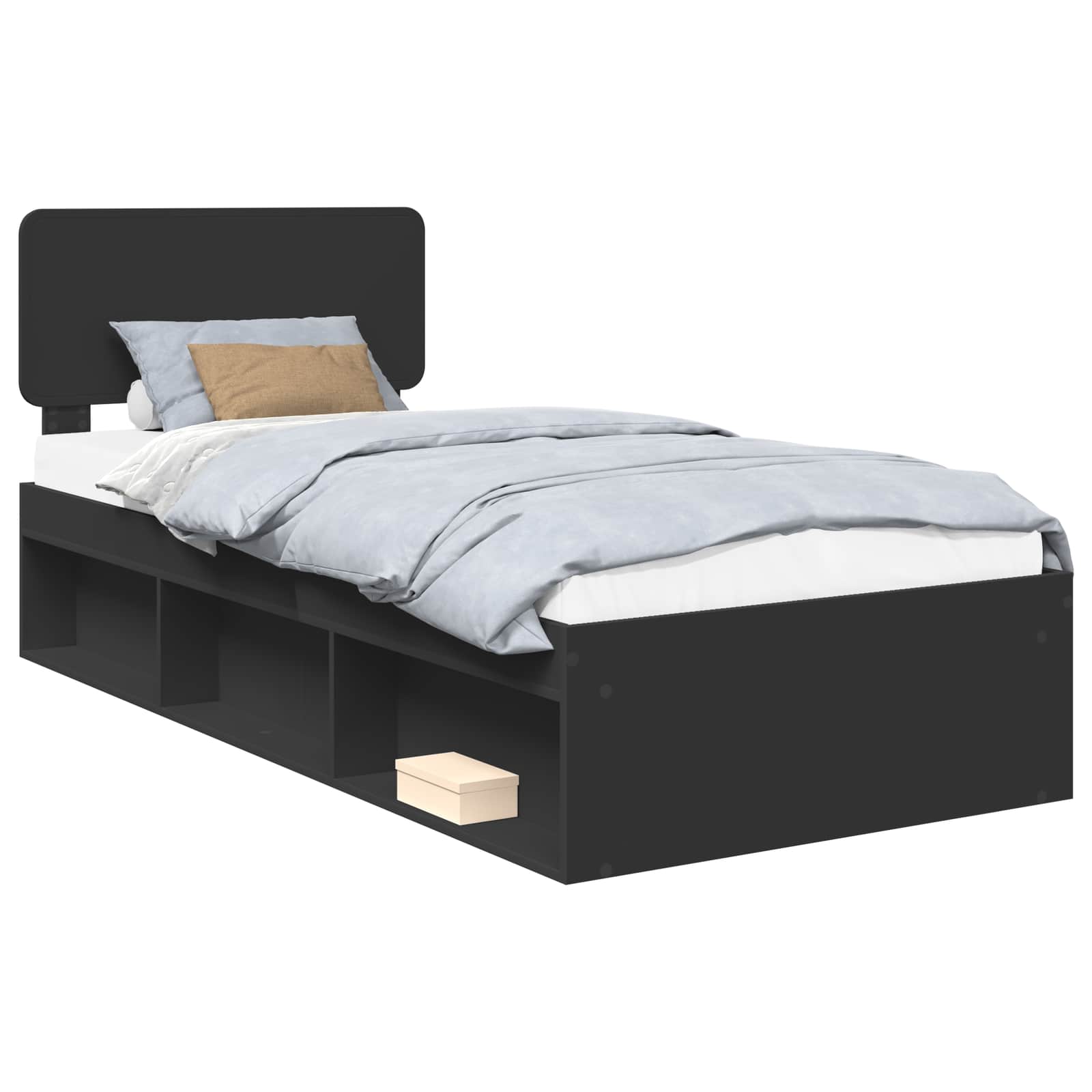 Krevetna konstrukcija Crna 75 x 190 cm Čvrsto borovo drvo