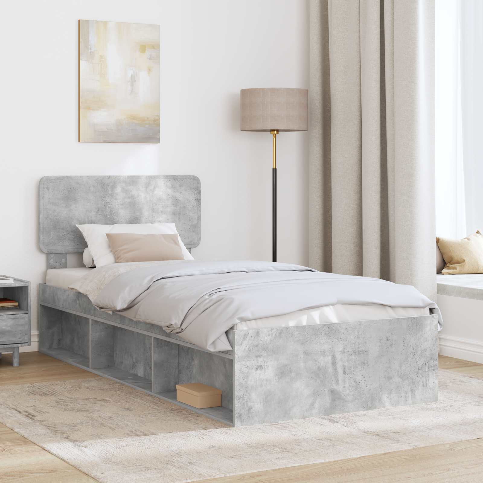 Krevetna konstrukcija s uzglavljem Betonska siva 75 x 190 cm