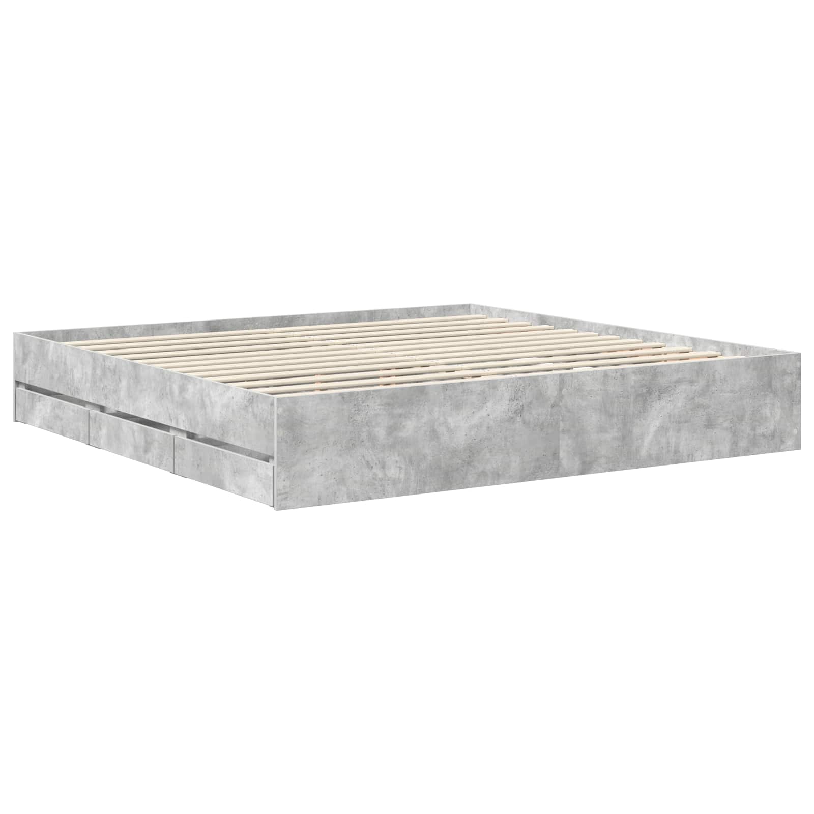 Krevetna konstrukcija s ladicama Betonsko Siva 200 x 200 cm