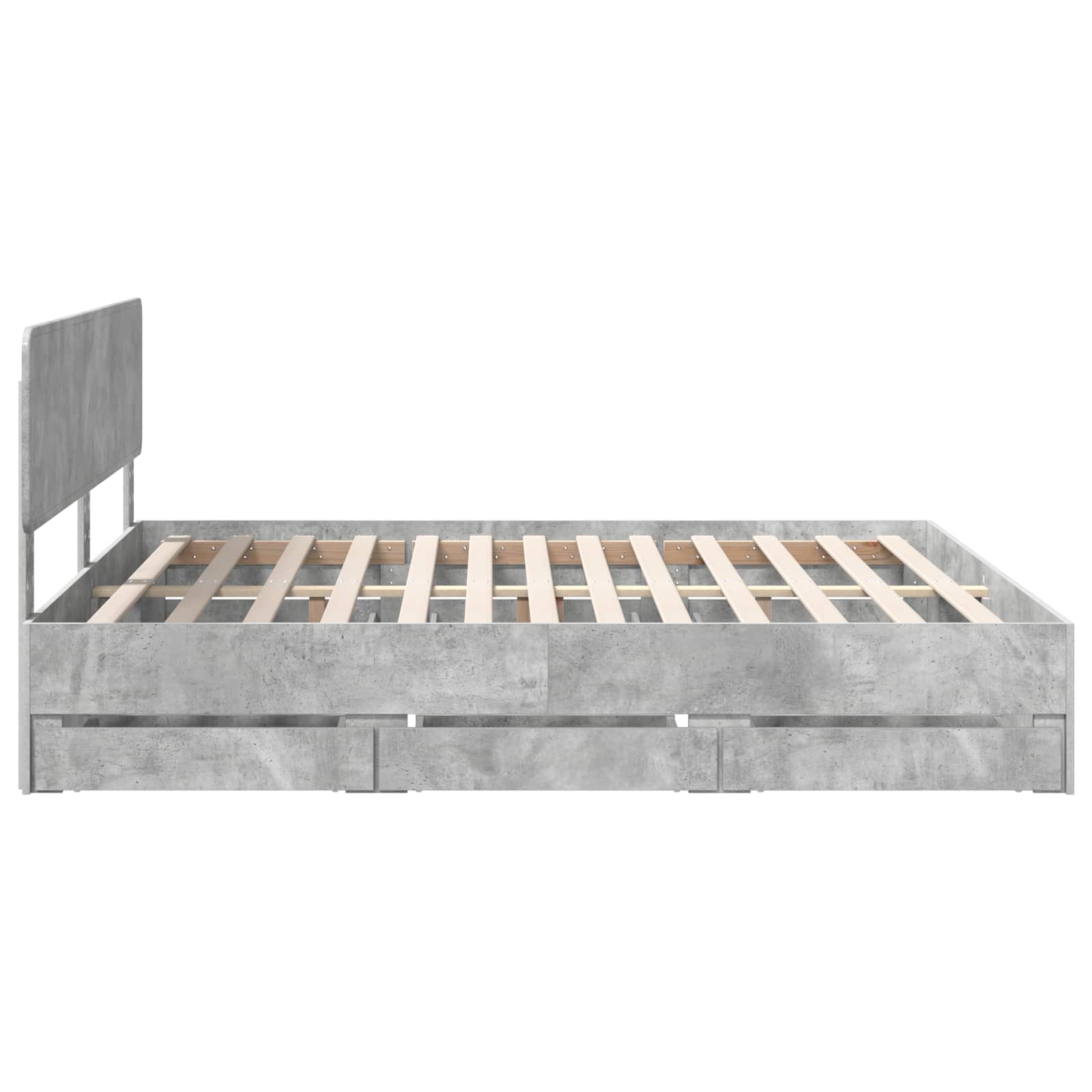 Krevetna konstrukcija s ladicama Betonsko Siva 200 x 200 cm