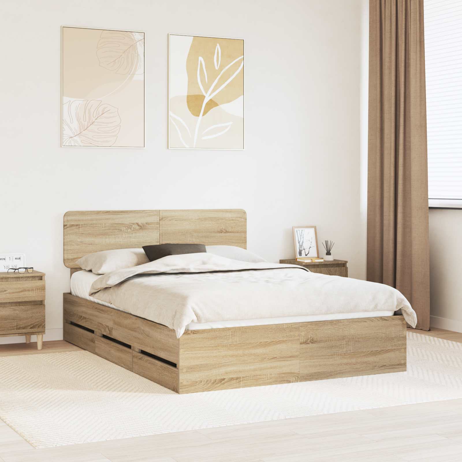 Krevetna konstrukcija s ladicama Sonoma hrast 150 x 200 cm