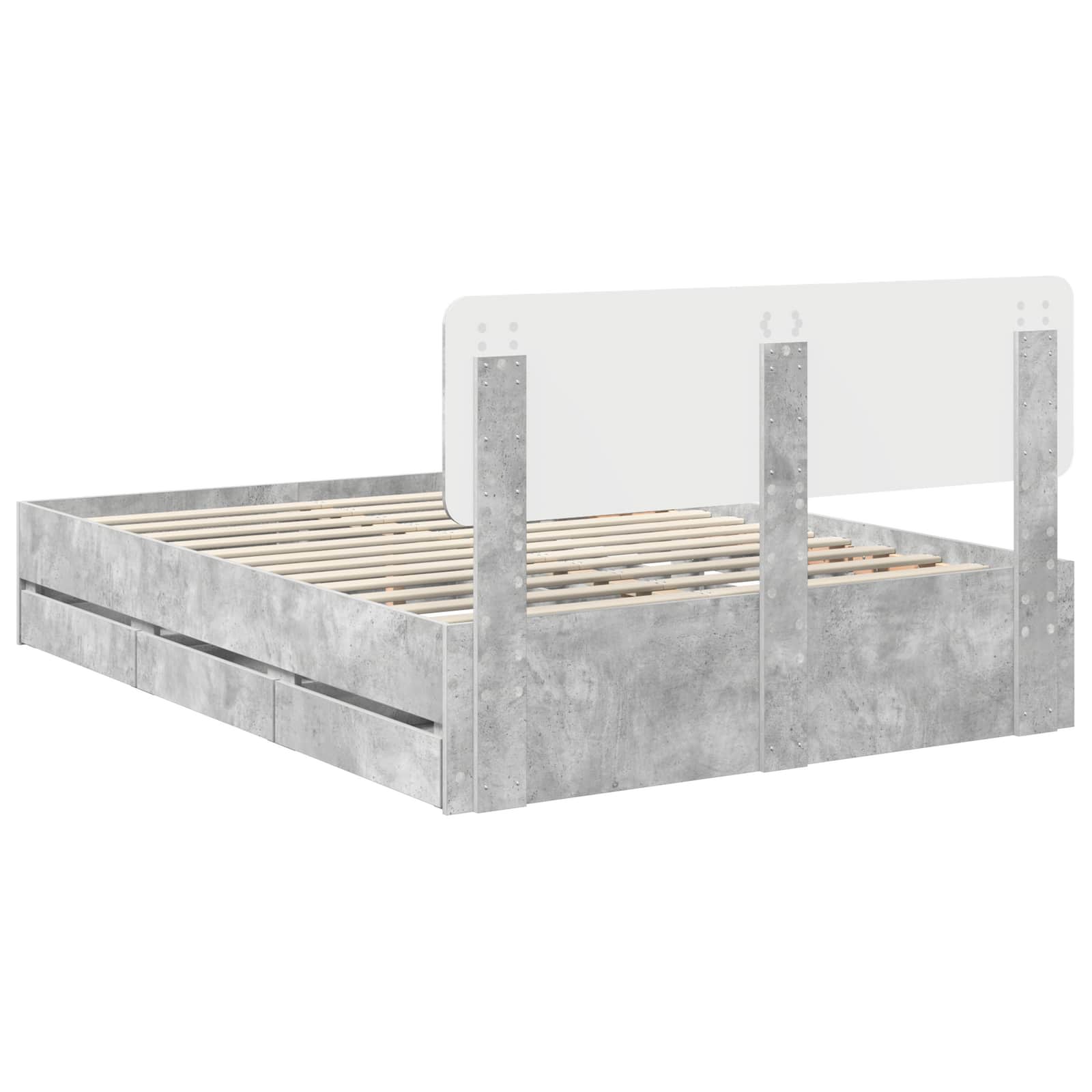 Krevetna konstrukcija s ladicama Betonsko Siva 140 x 190 cm