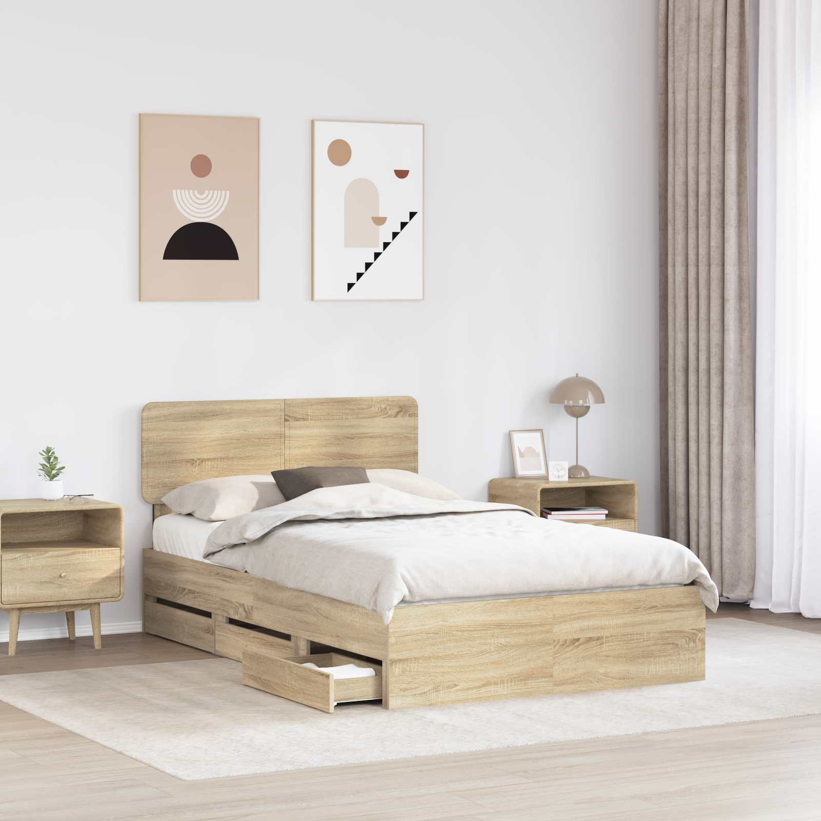 Krevetna konstrukcija s ladicama Sonoma hrast 120 x 200 cm