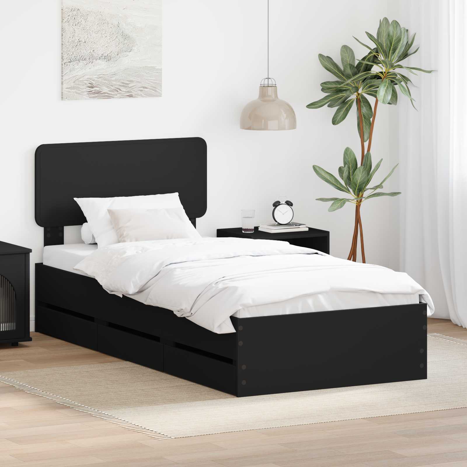 Krevetna konstrukcija Crna 100 x 200 cm Konstrukcijsko drvo