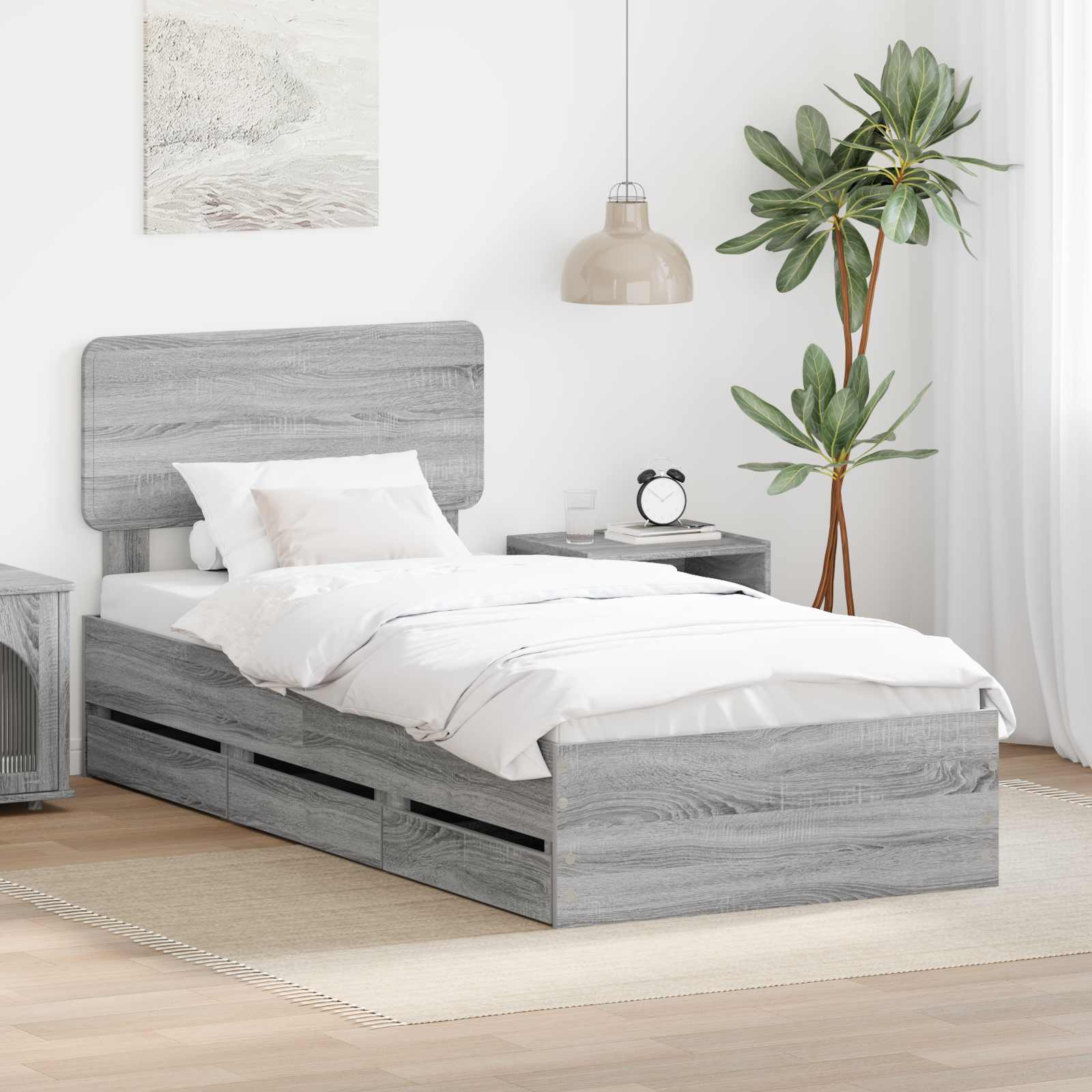 Krevetna konstrukcija s ladicama Sivi Sonoma 75 x 190 cm