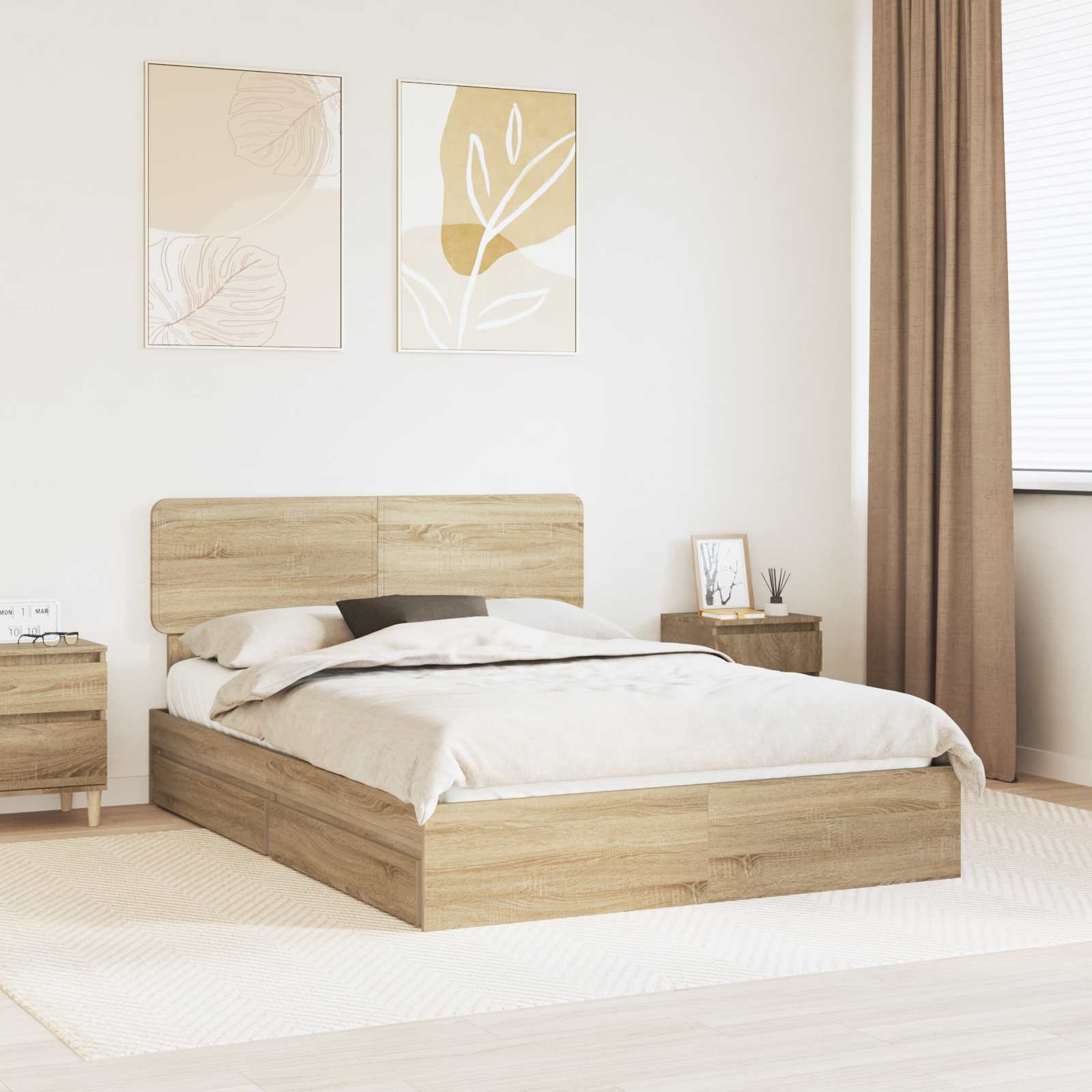 Krevet s od storage Sonoma hrast 160 x 200 cm Konstruirano drvo