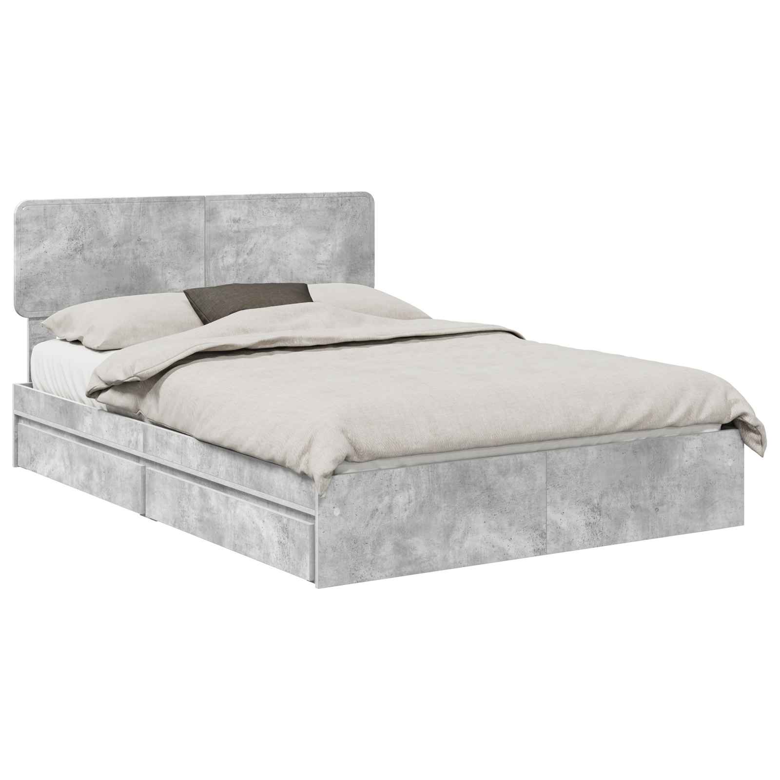 Krevet s od storage s uzglavljem Betonski sivi 150 x 200 cm
