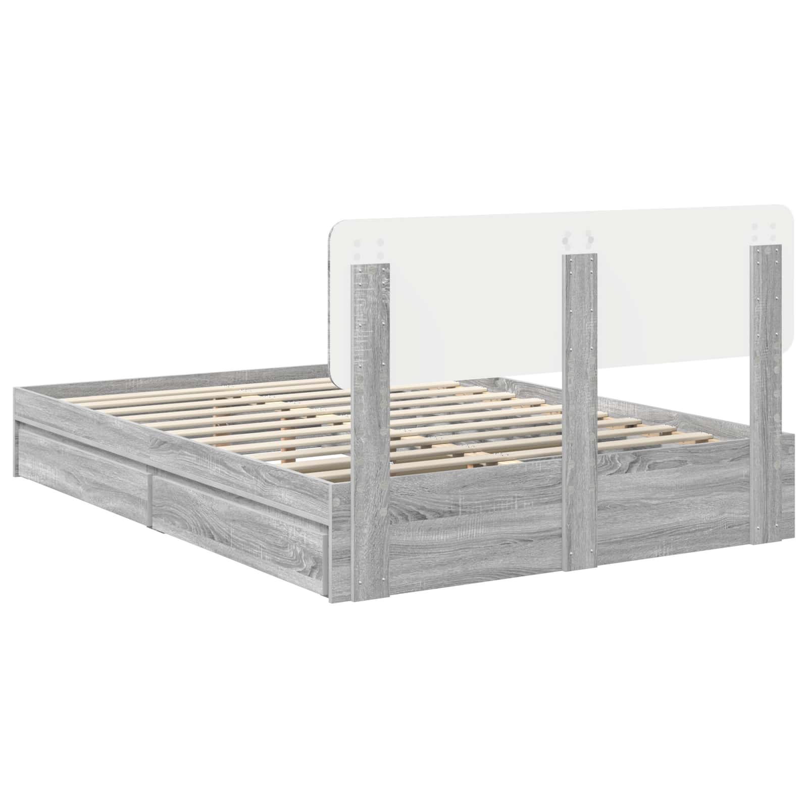 Krevet s od storage Siva Sonoma 150 x 200 cm Konstruirano drvo