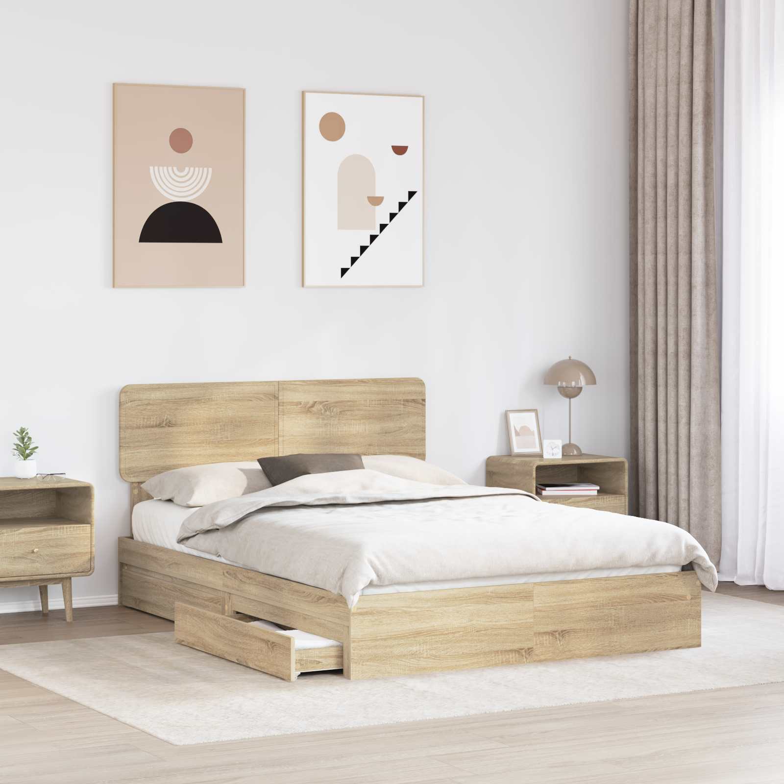 Krevet s od storage Sonoma hrast 140 x 200 cm Konstruirano drvo