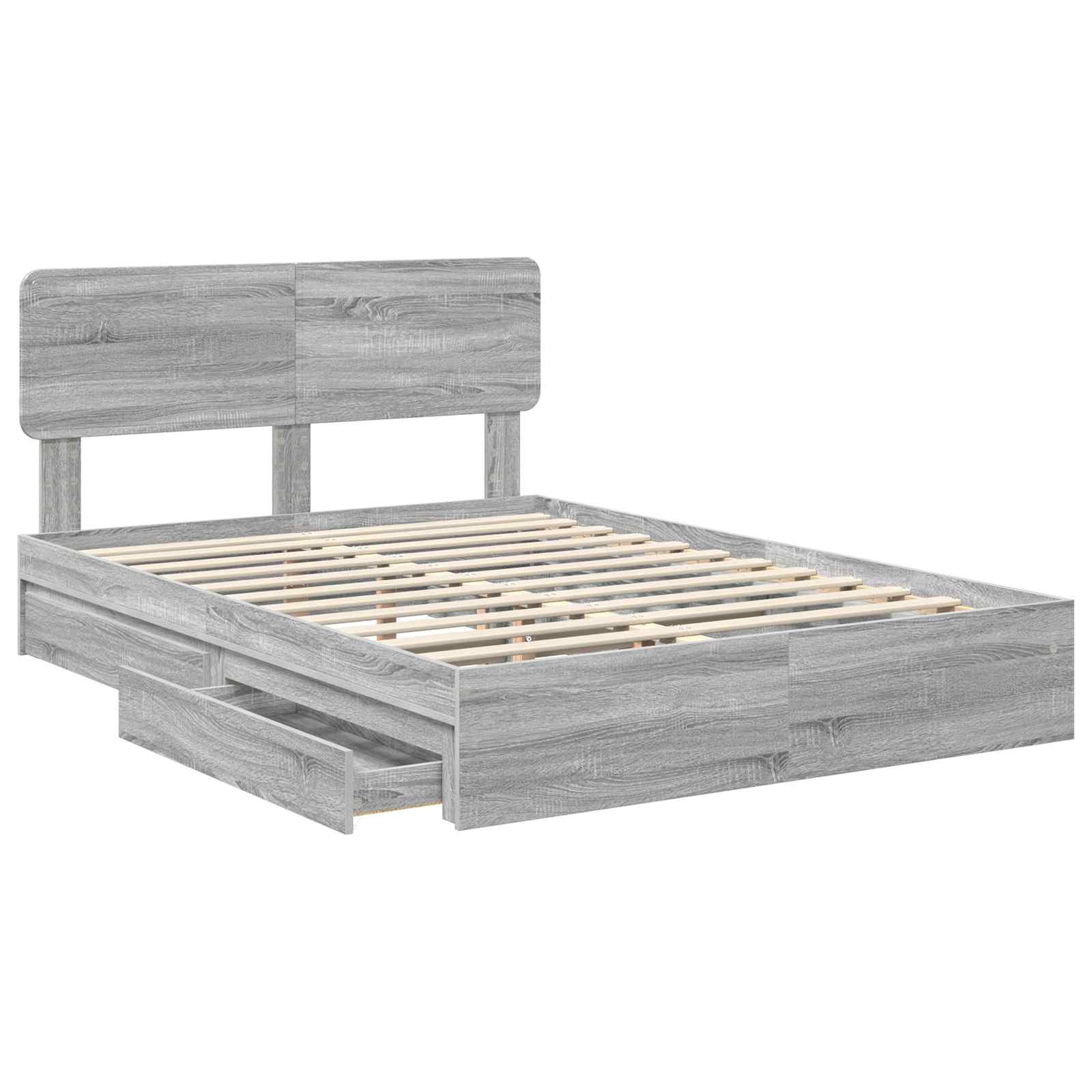 Krevet s od storage Siva Sonoma 140 x 200 cm Konstruirano drvo