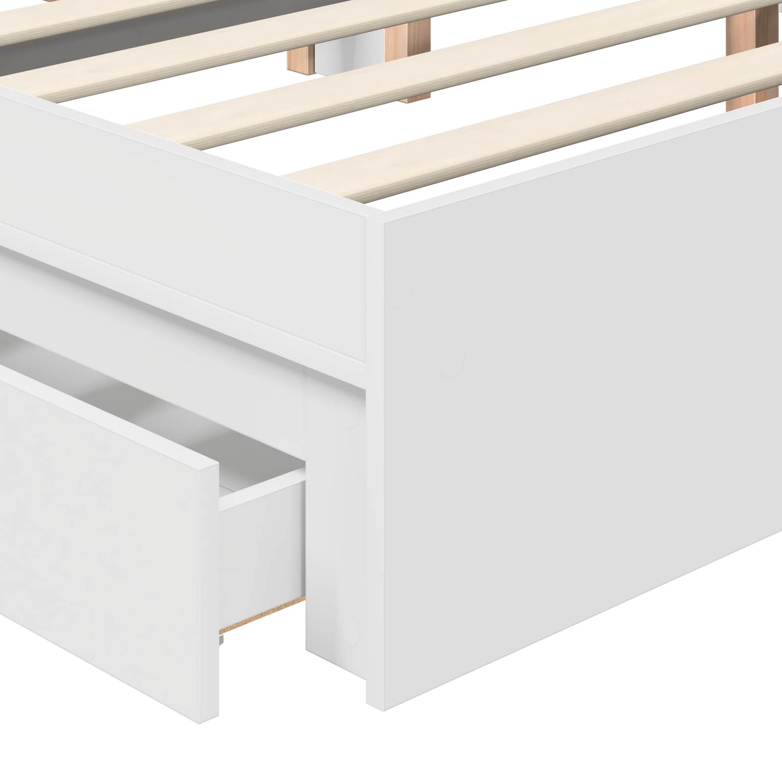 Krevet s od storage Bijelo 140 x 190 cm Konstruirano drvo