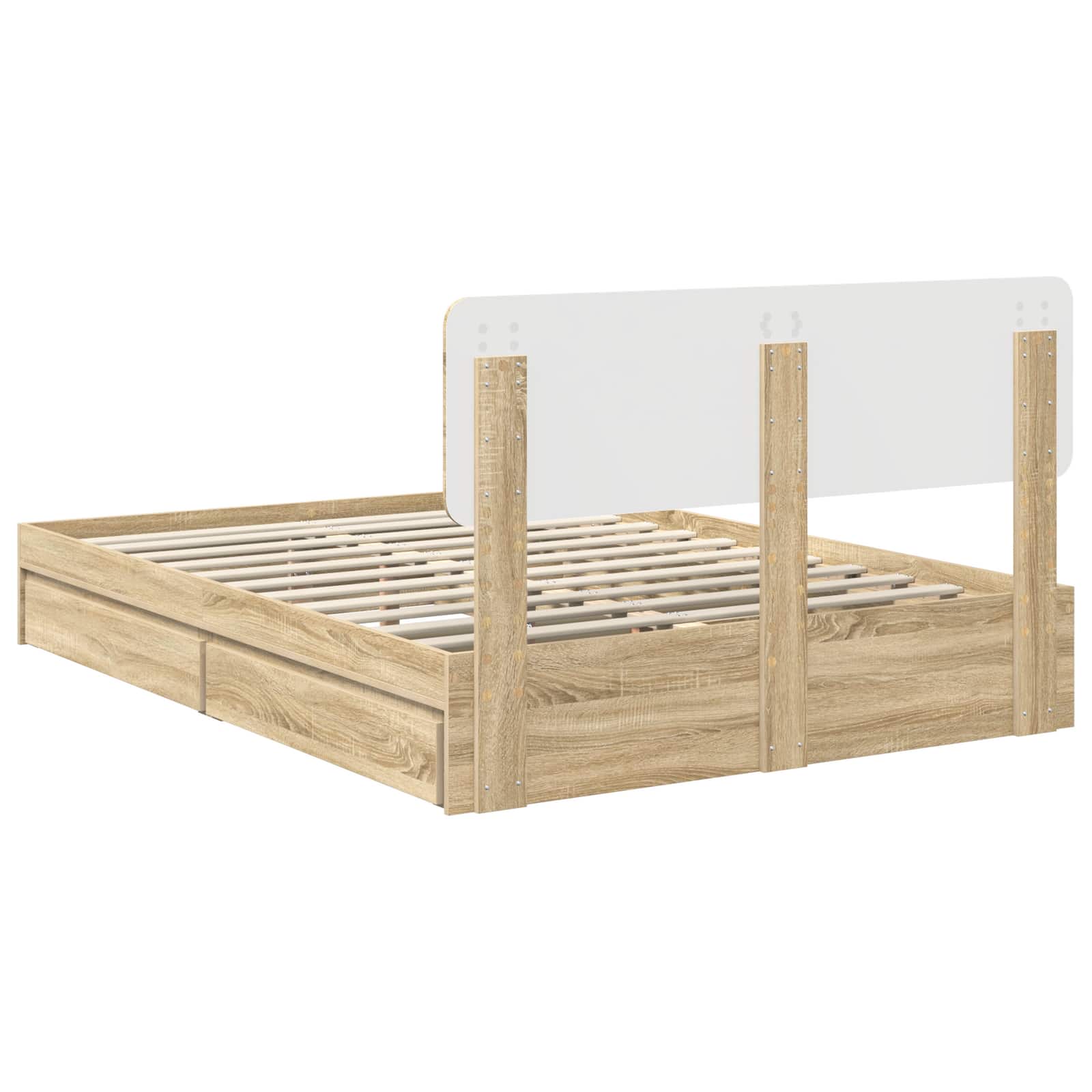 Krevet s od storage Sonoma hrast 140 x 190 cm Konstruirano drvo