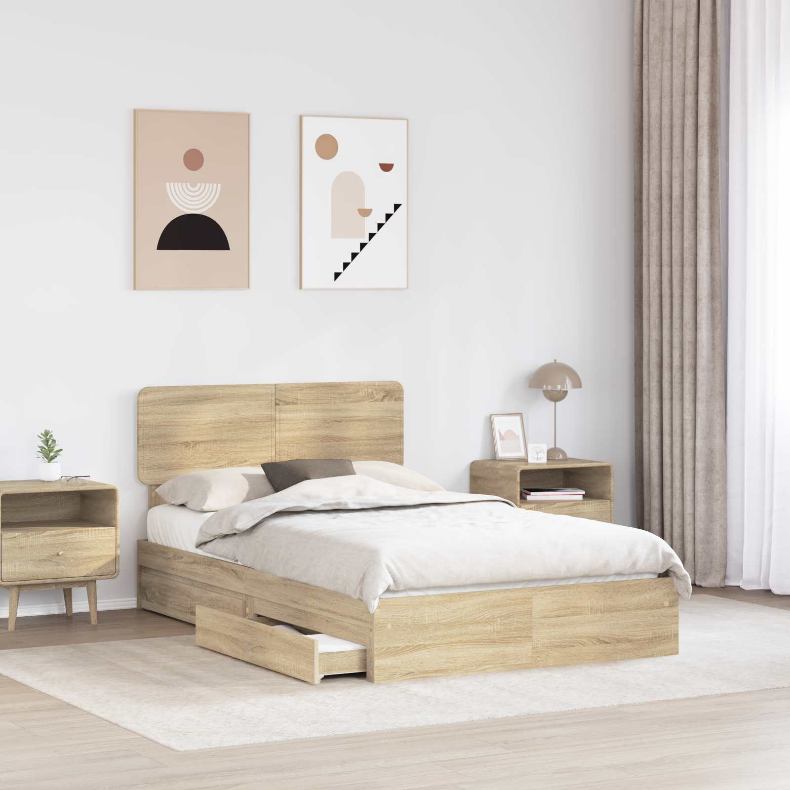 Krevet s od storage Sonoma hrast 135 x 190 cm Konstruirano drvo