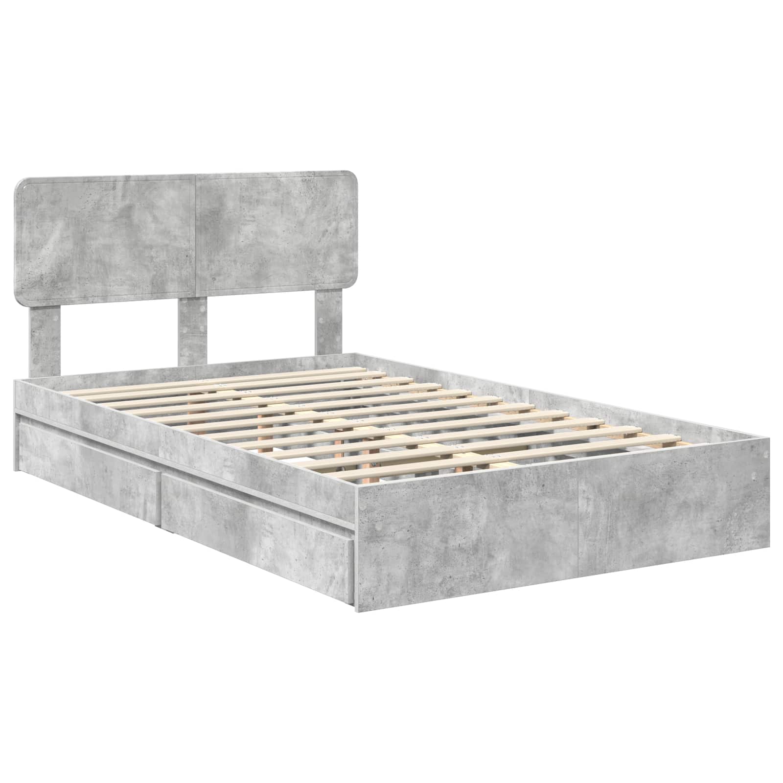 Krevet s od storage s uzglavljem Betonski sivi 135 x 190 cm