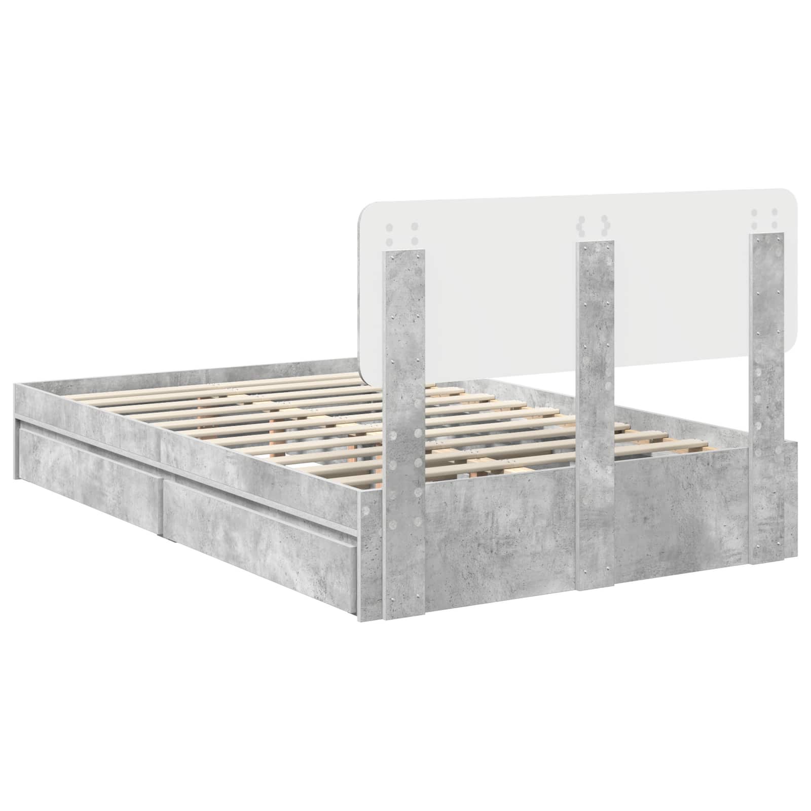 Krevet s od storage s uzglavljem Betonski sivi 135 x 190 cm