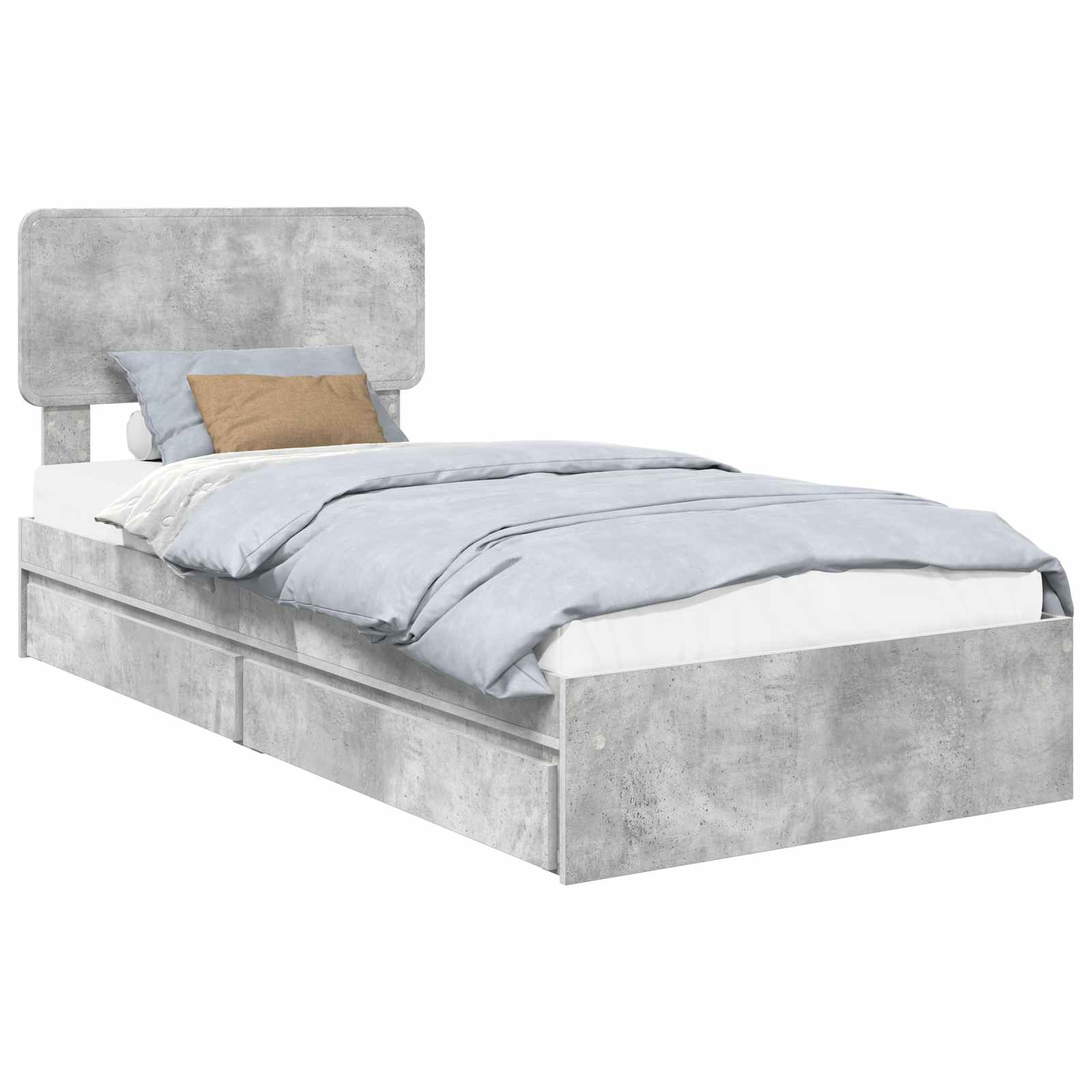 Krevet s od storage Betonski sivi 90 x 200 cm Konstruirano drvo
