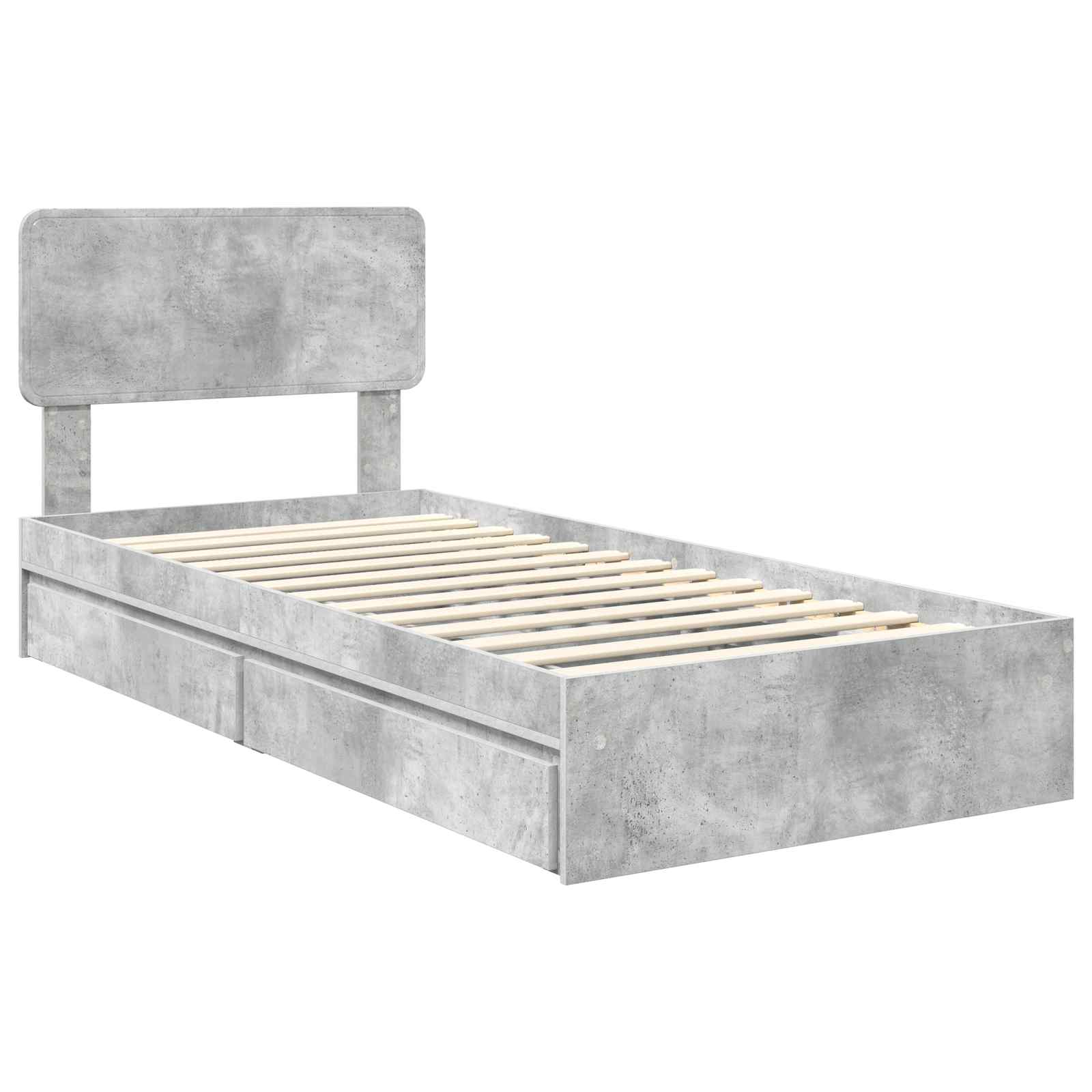 Krevet s od storage Betonski sivi 90 x 200 cm Konstruirano drvo
