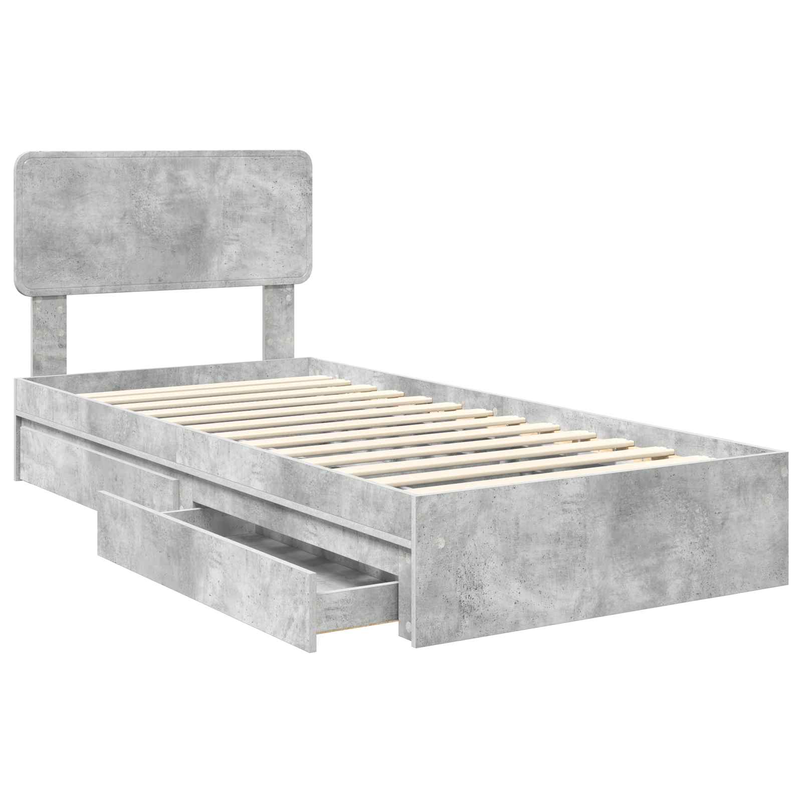 Krevet s od storage Betonski sivi 90 x 200 cm Konstruirano drvo