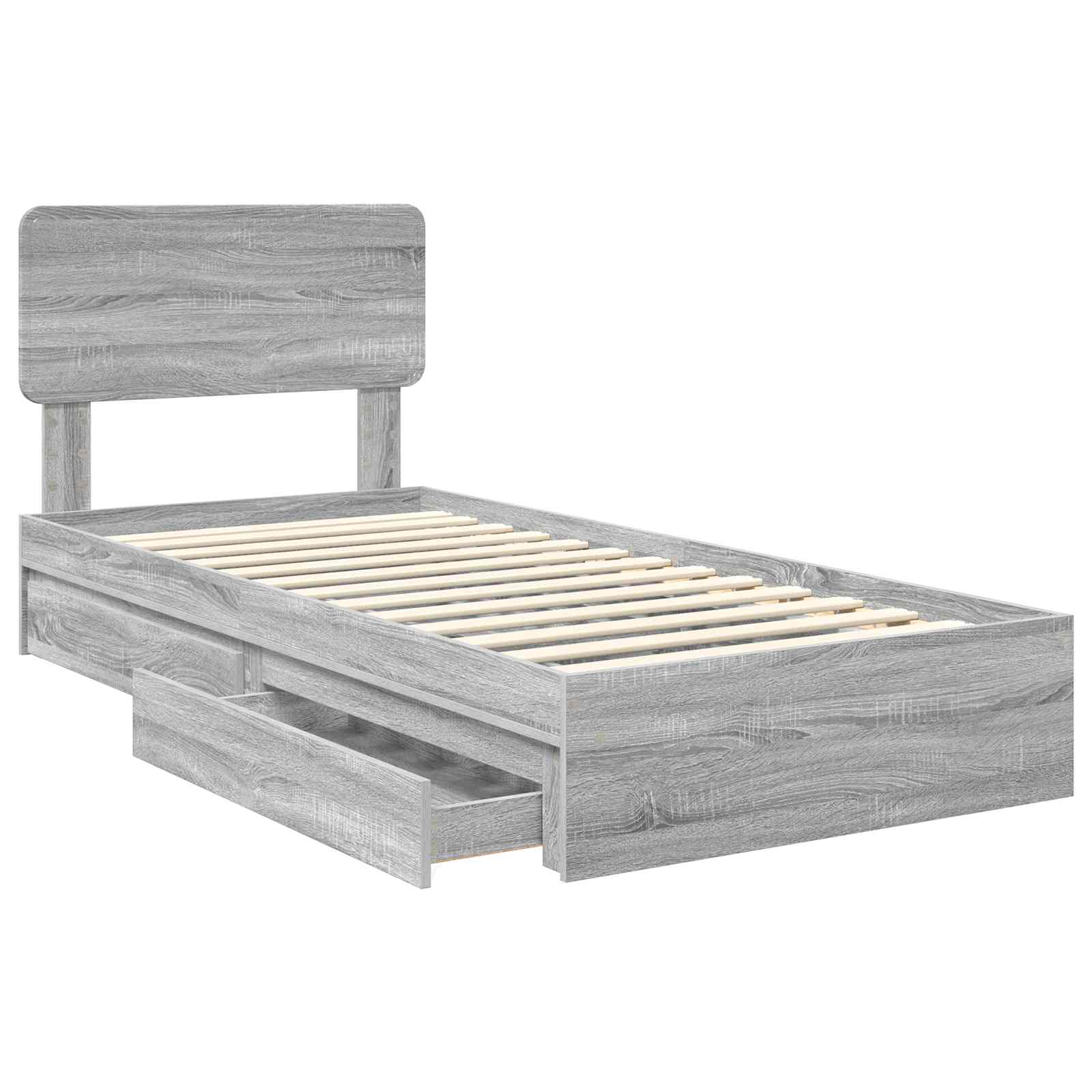 Krevet s od storage Siva Sonoma 90 x 200 cm Konstruirano drvo