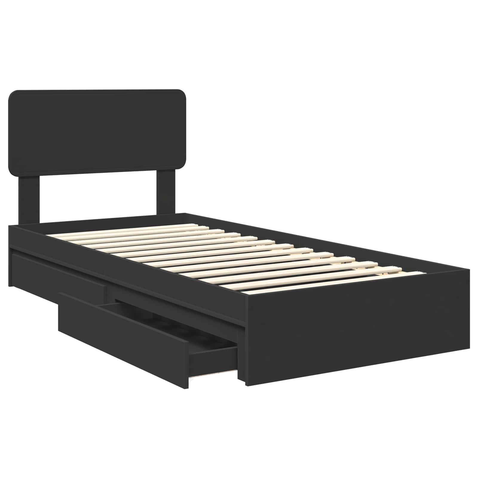 Krevet s od storage Crna 90 x 190 cm Konstruirano drvo