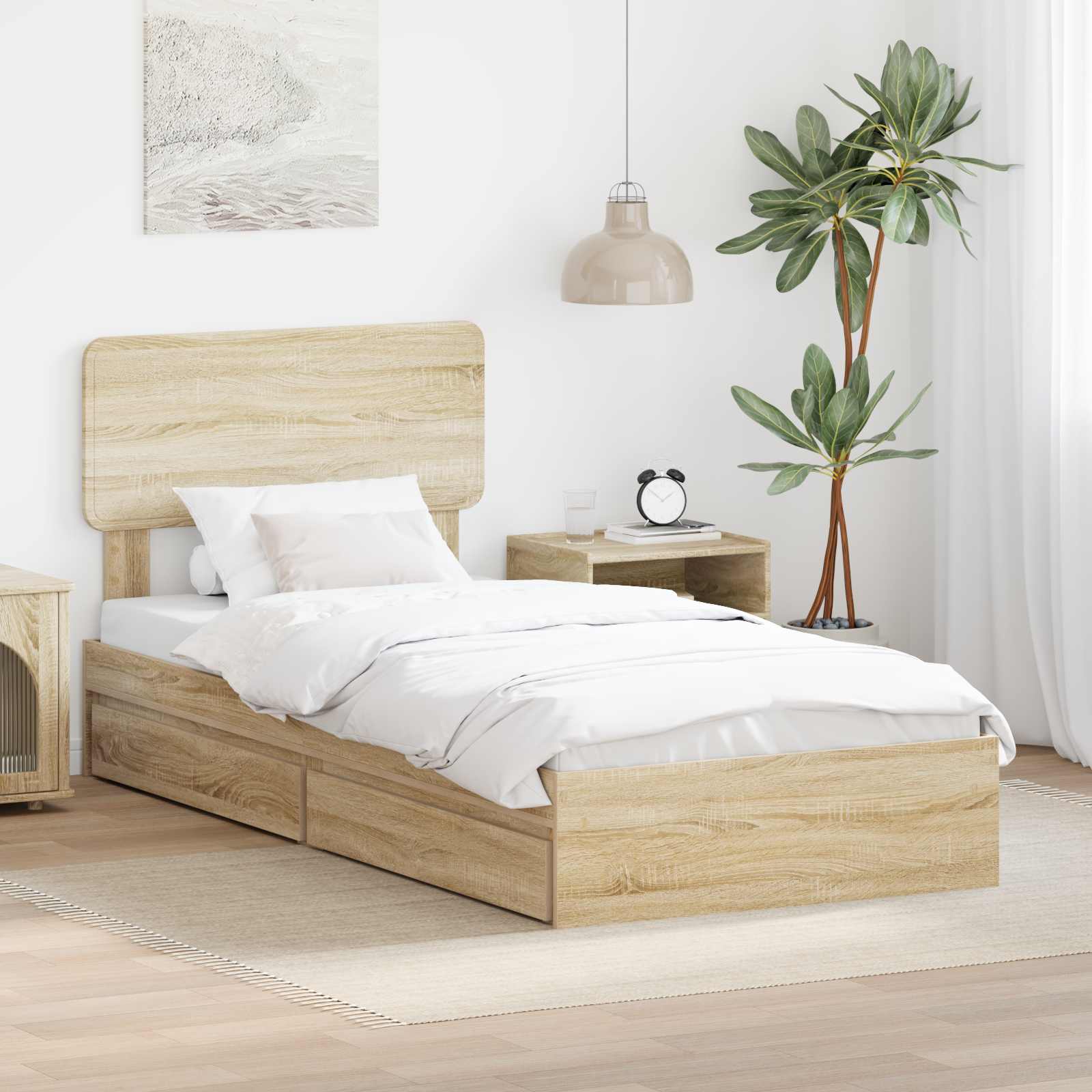 Krevet s od storage Sonoma hrast 90 x 190 cm Konstruirano drvo