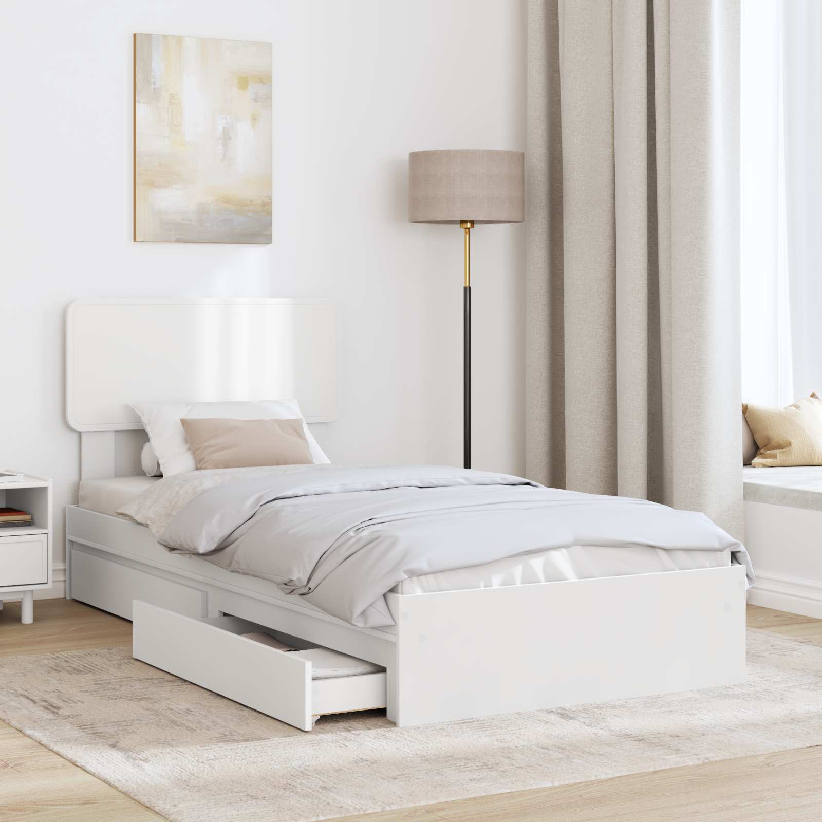 Krevet s od storage Bijelo 75 x 190 cm Konstruirano drvo