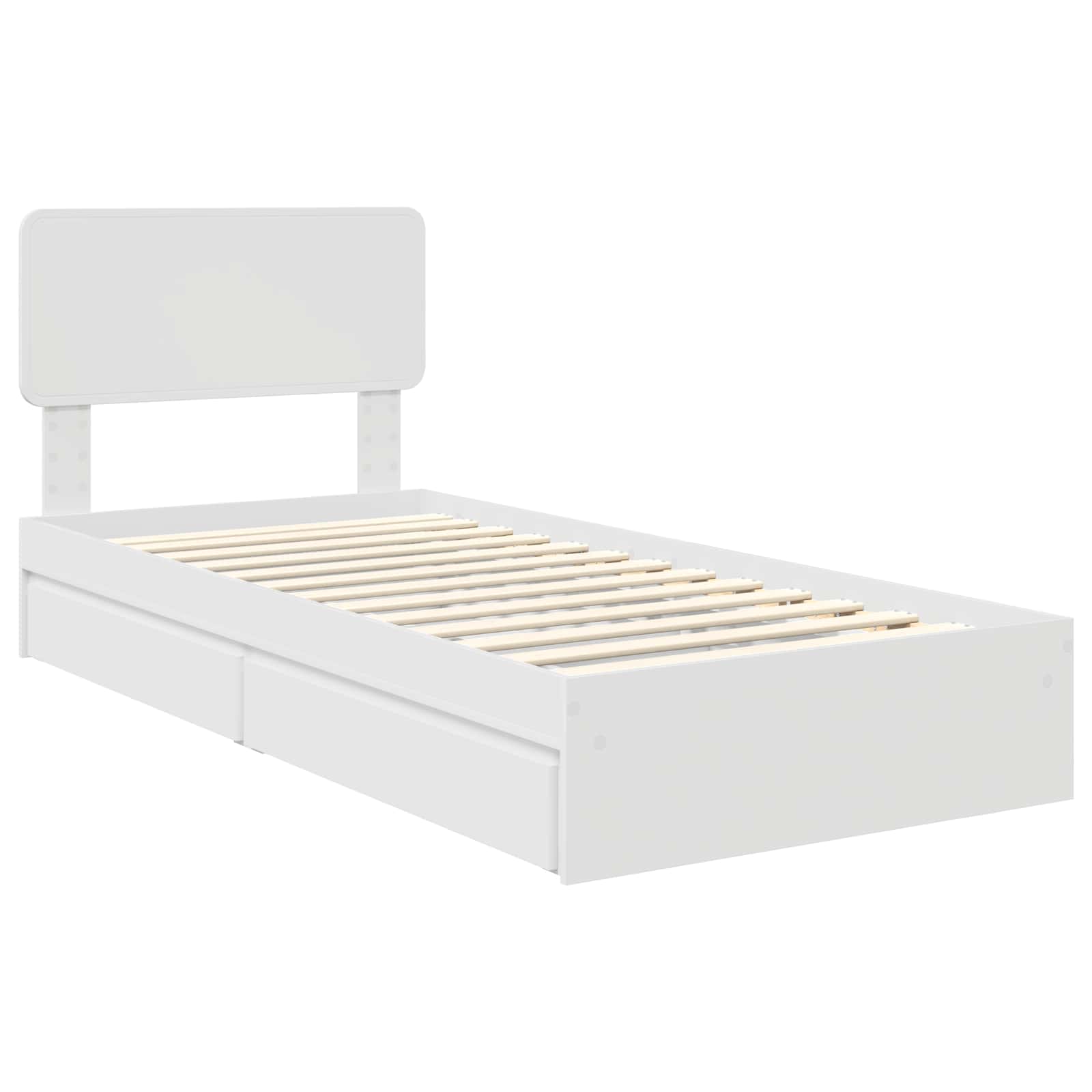 Krevet s od storage Bijelo 75 x 190 cm Konstruirano drvo