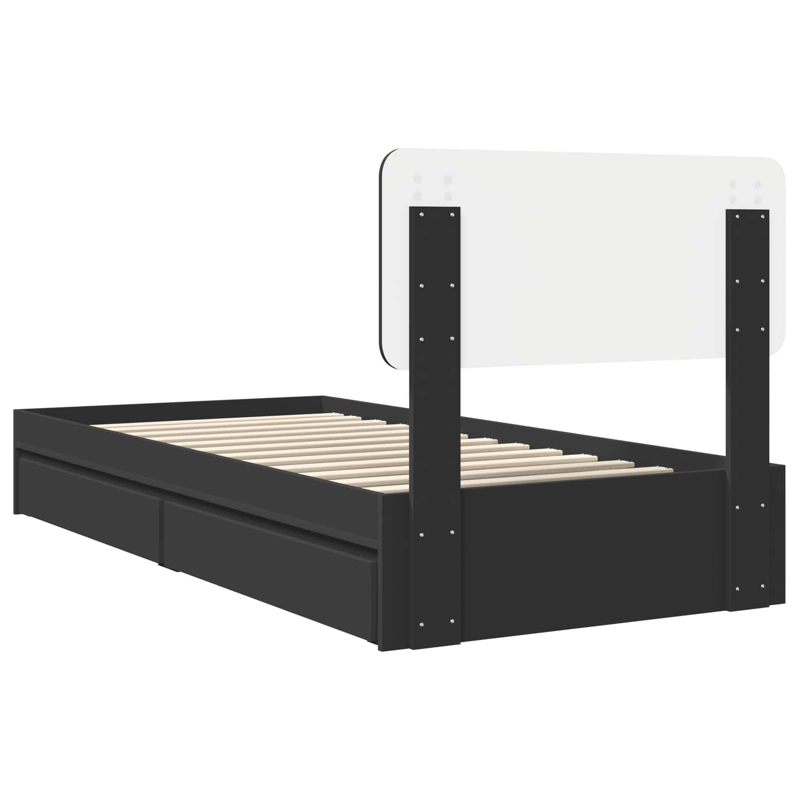 Krevet s od storage Crna 75 x 190 cm Konstruirano drvo