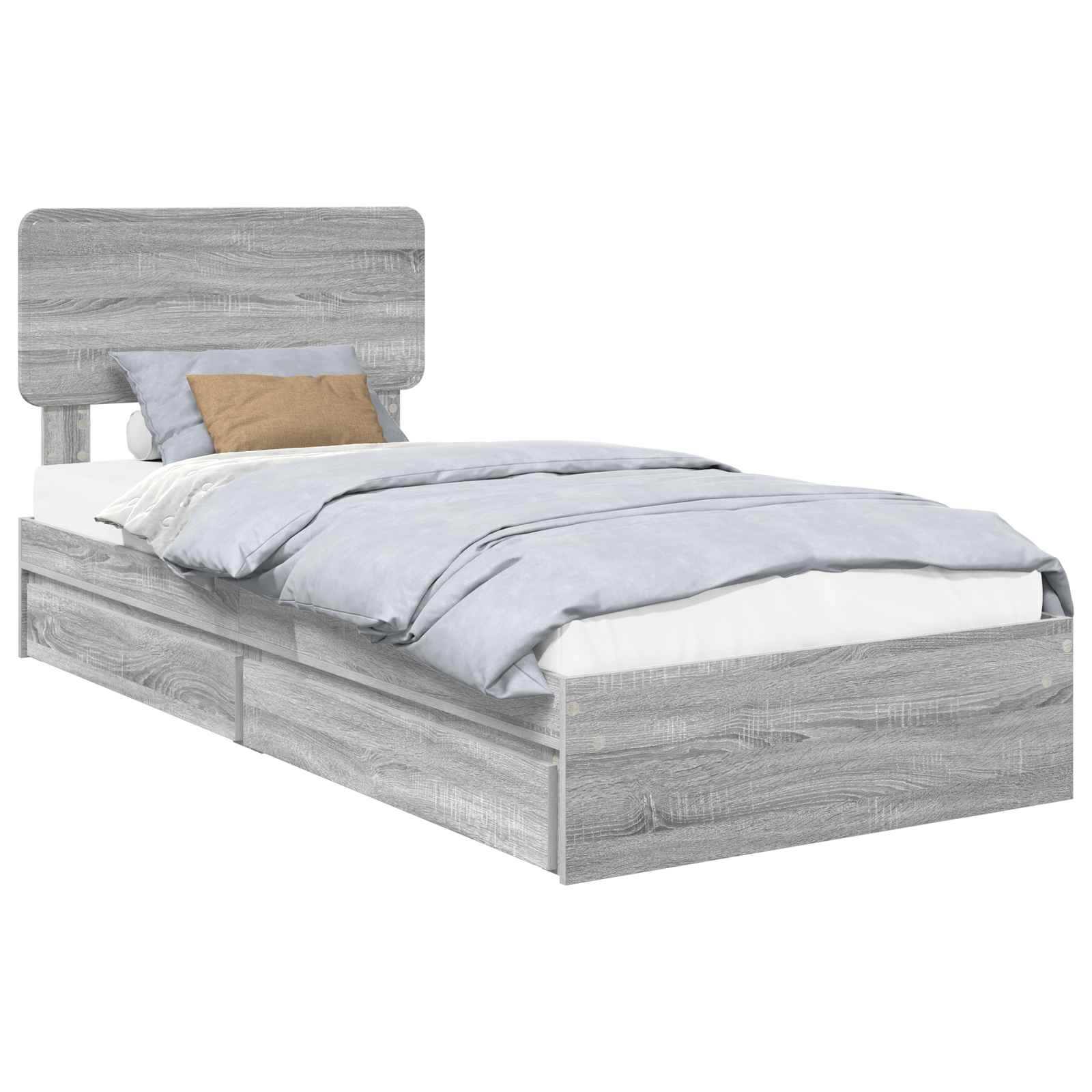 Krevet s od storage Siva Sonoma 75 x 190 cm Konstruirano drvo