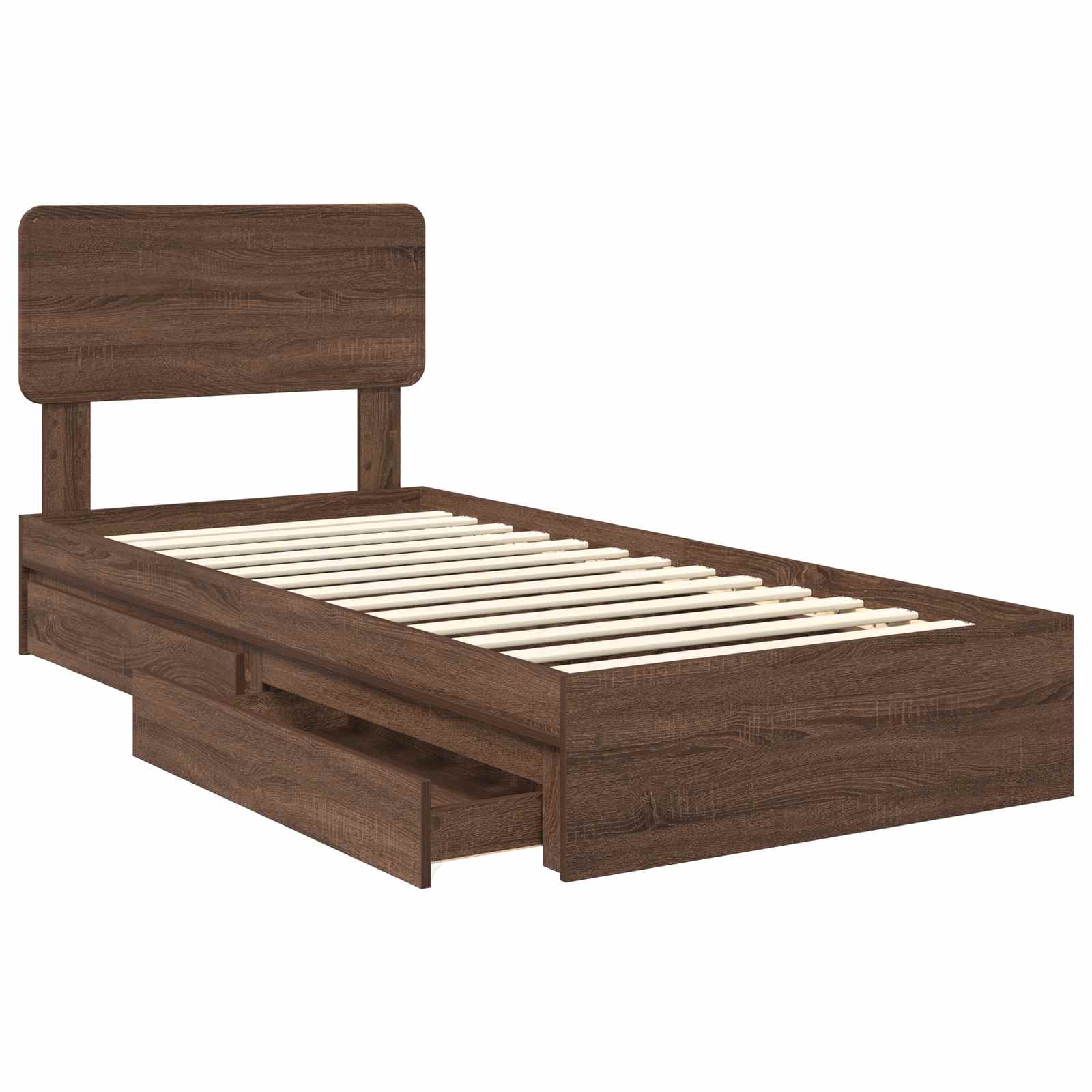 Krevet s od storage Smeđi hrast 75 x 190 cm Konstruirano drvo