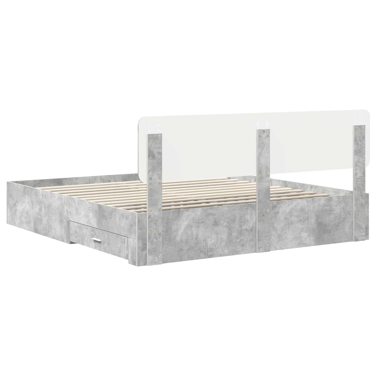 Krevetna konstrukcija s uzglavljem Betonski sivi 200 x 200 cm