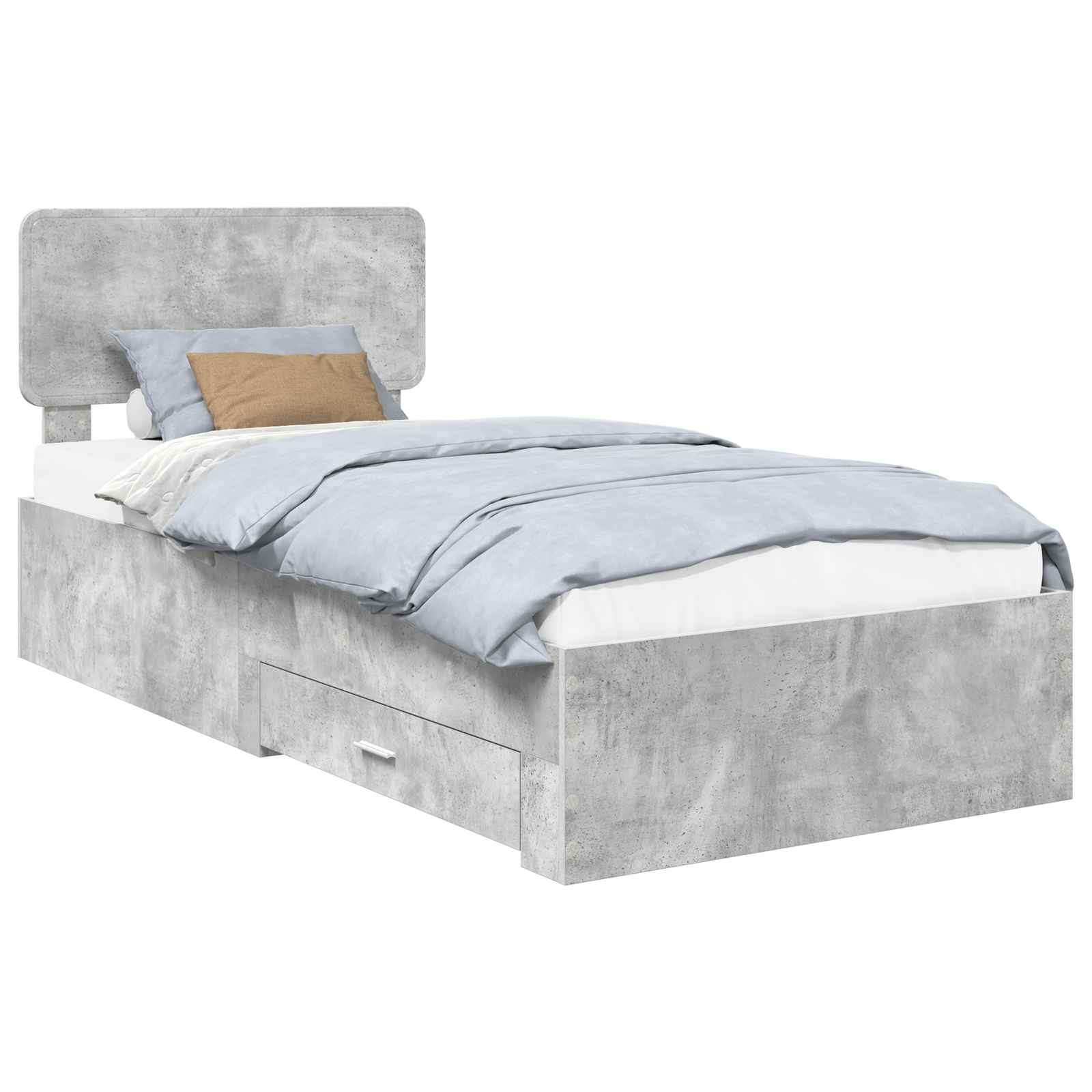 Krevetna konstrukcija s uzglavljem Betonski sivi 90 x 200 cm