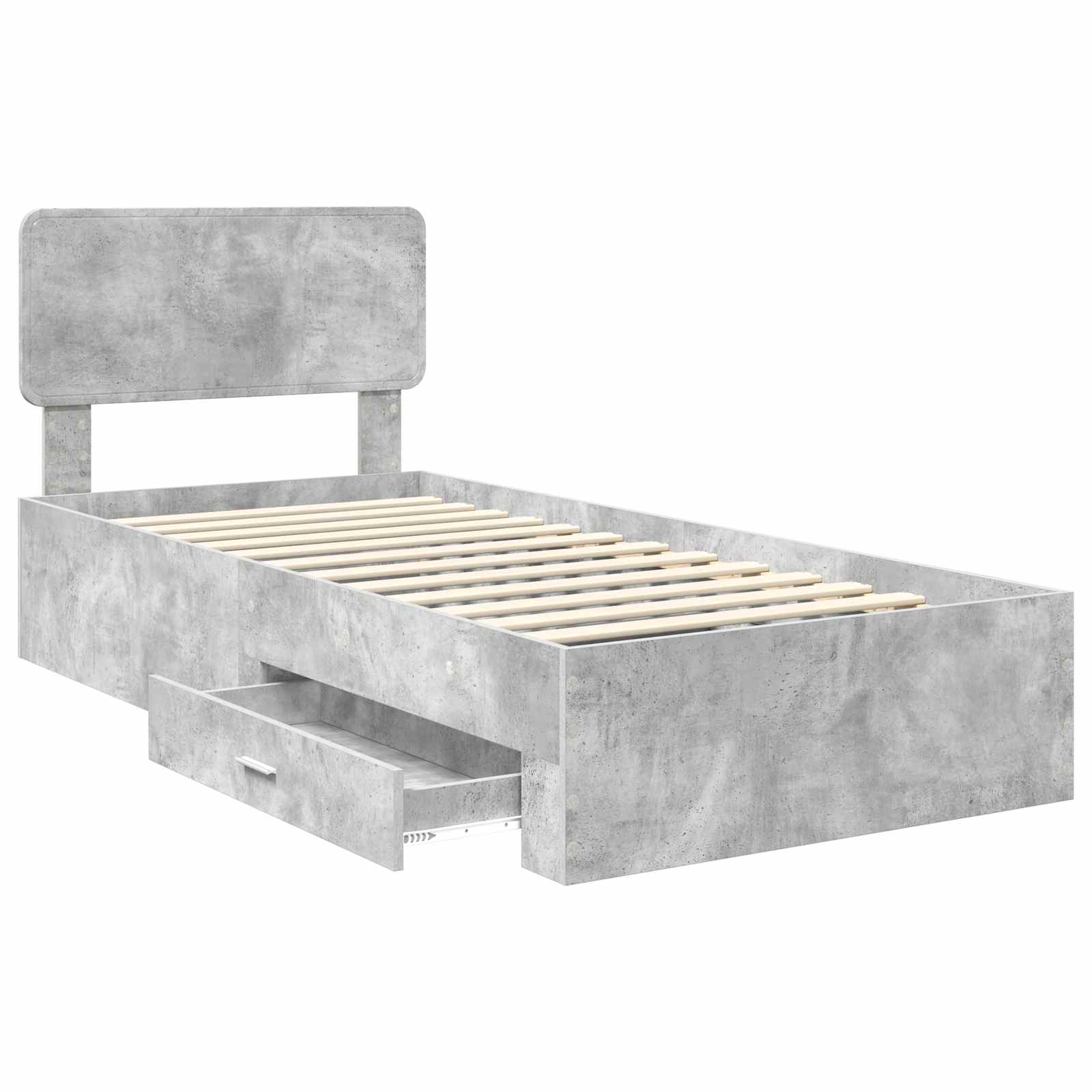 Krevetna konstrukcija s uzglavljem Betonski sivi 90 x 200 cm